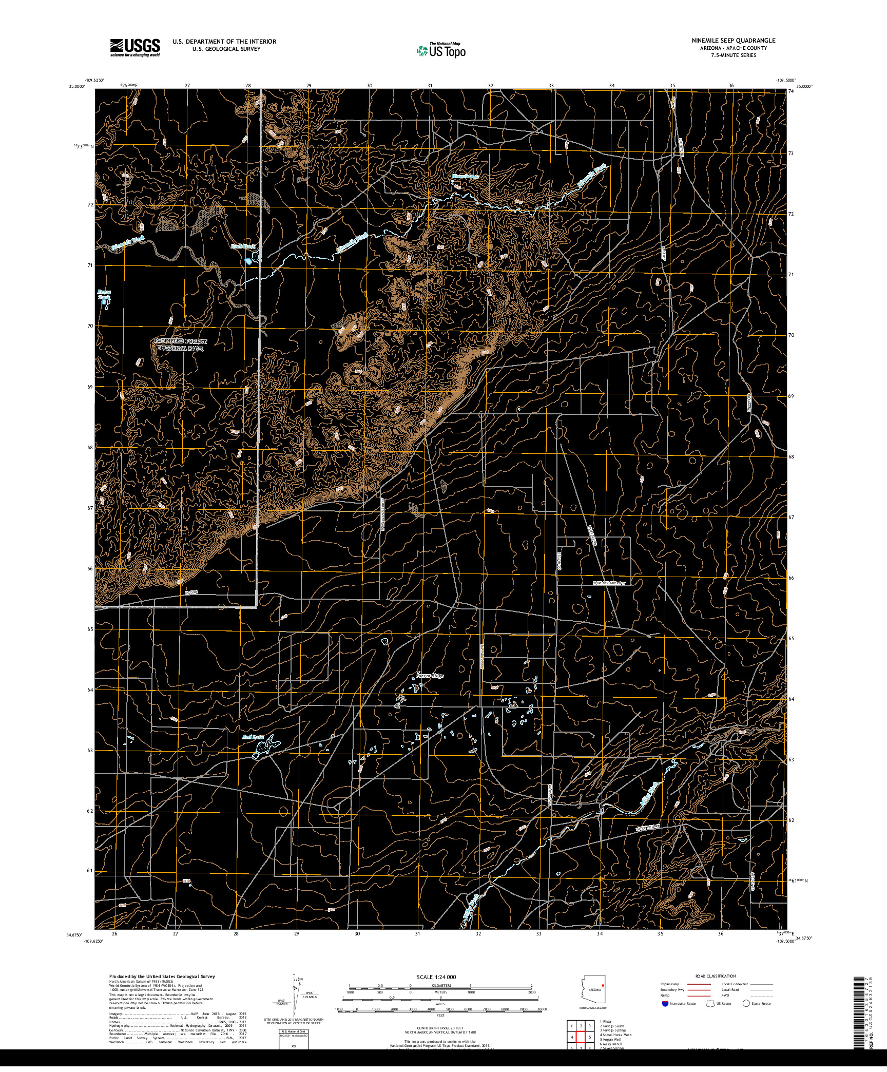 USGS US TOPO 7.5-MINUTE MAP FOR NINEMILE SEEP, AZ 2018