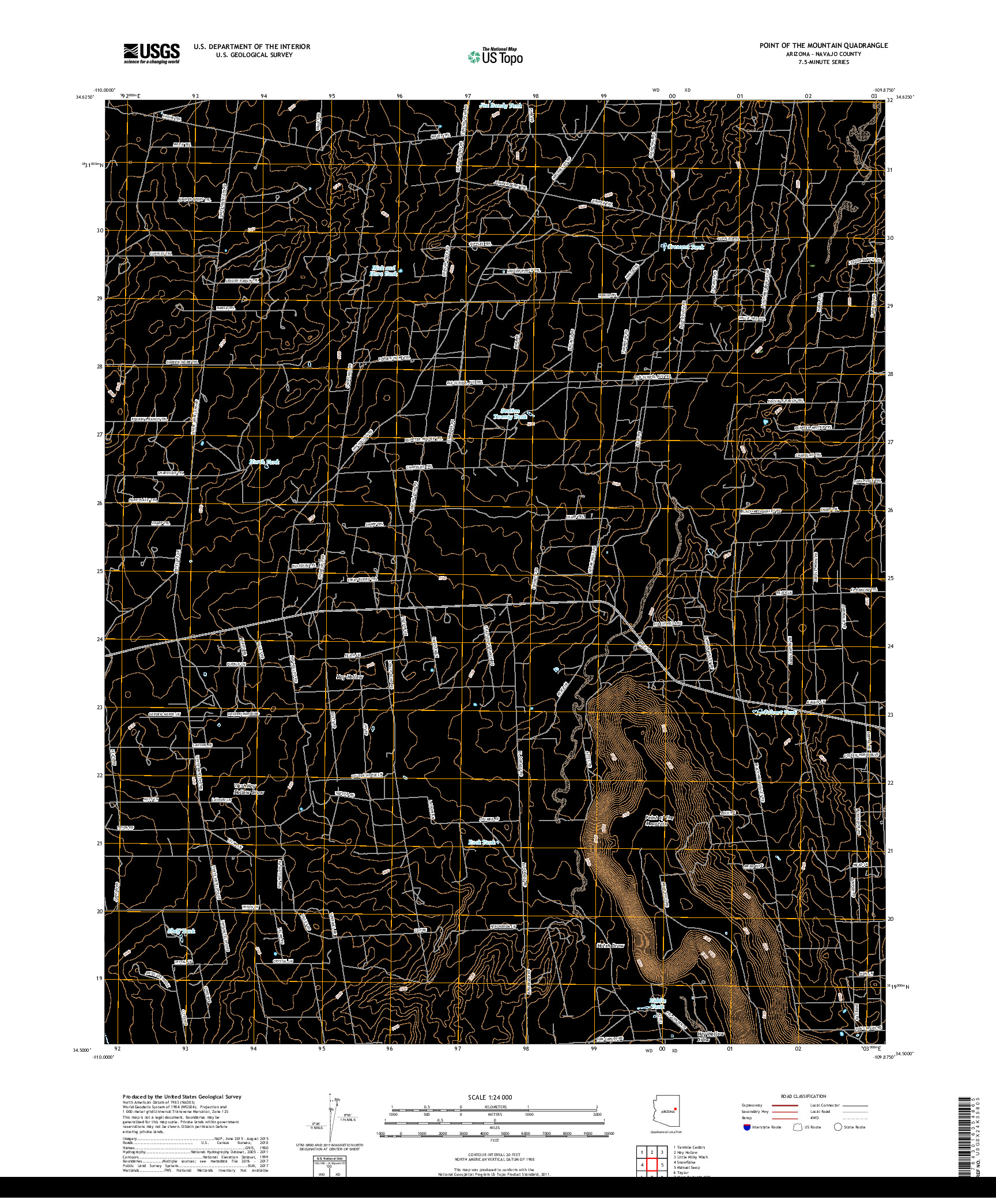 USGS US TOPO 7.5-MINUTE MAP FOR POINT OF THE MOUNTAIN, AZ 2018