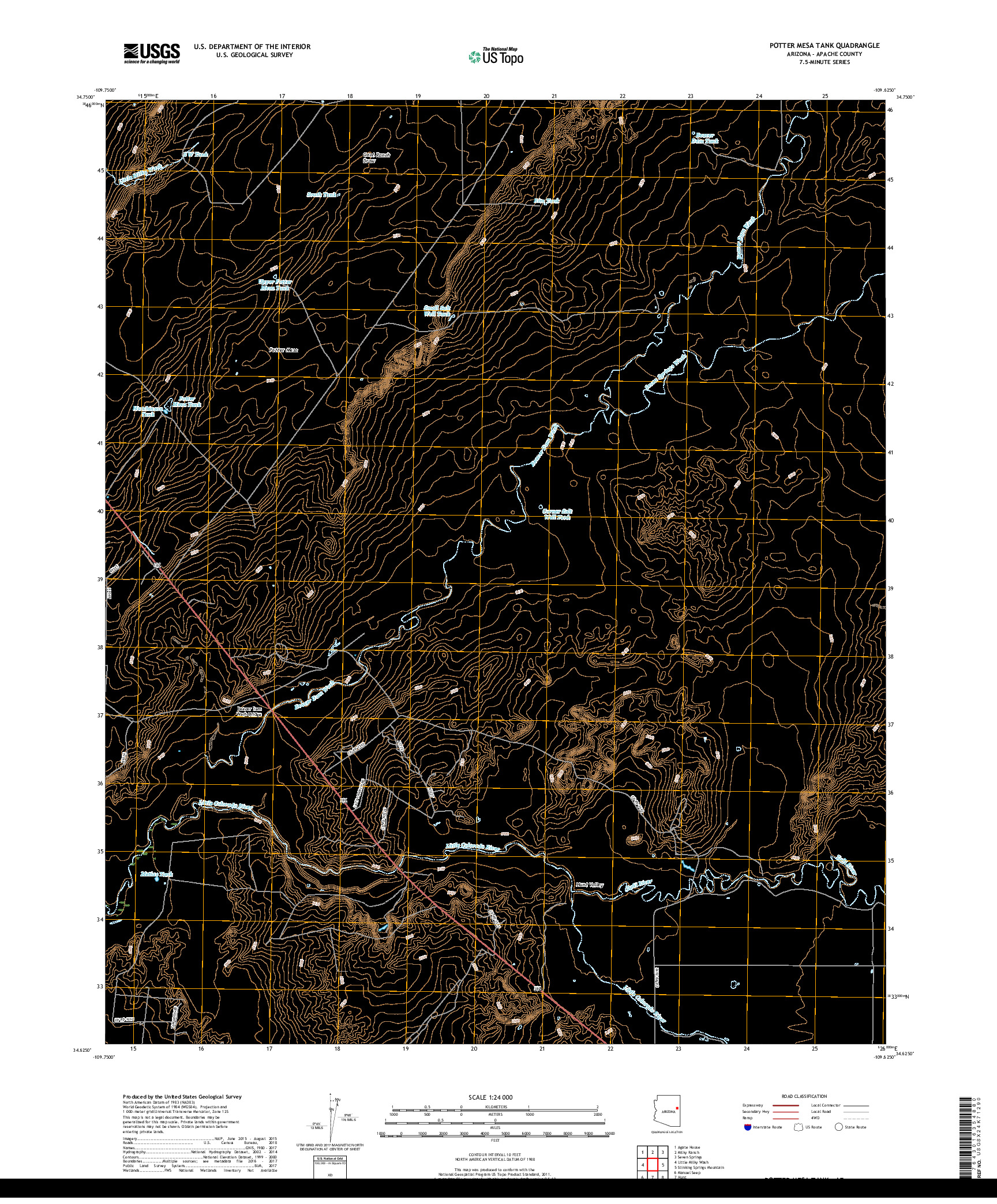 USGS US TOPO 7.5-MINUTE MAP FOR POTTER MESA TANK, AZ 2018