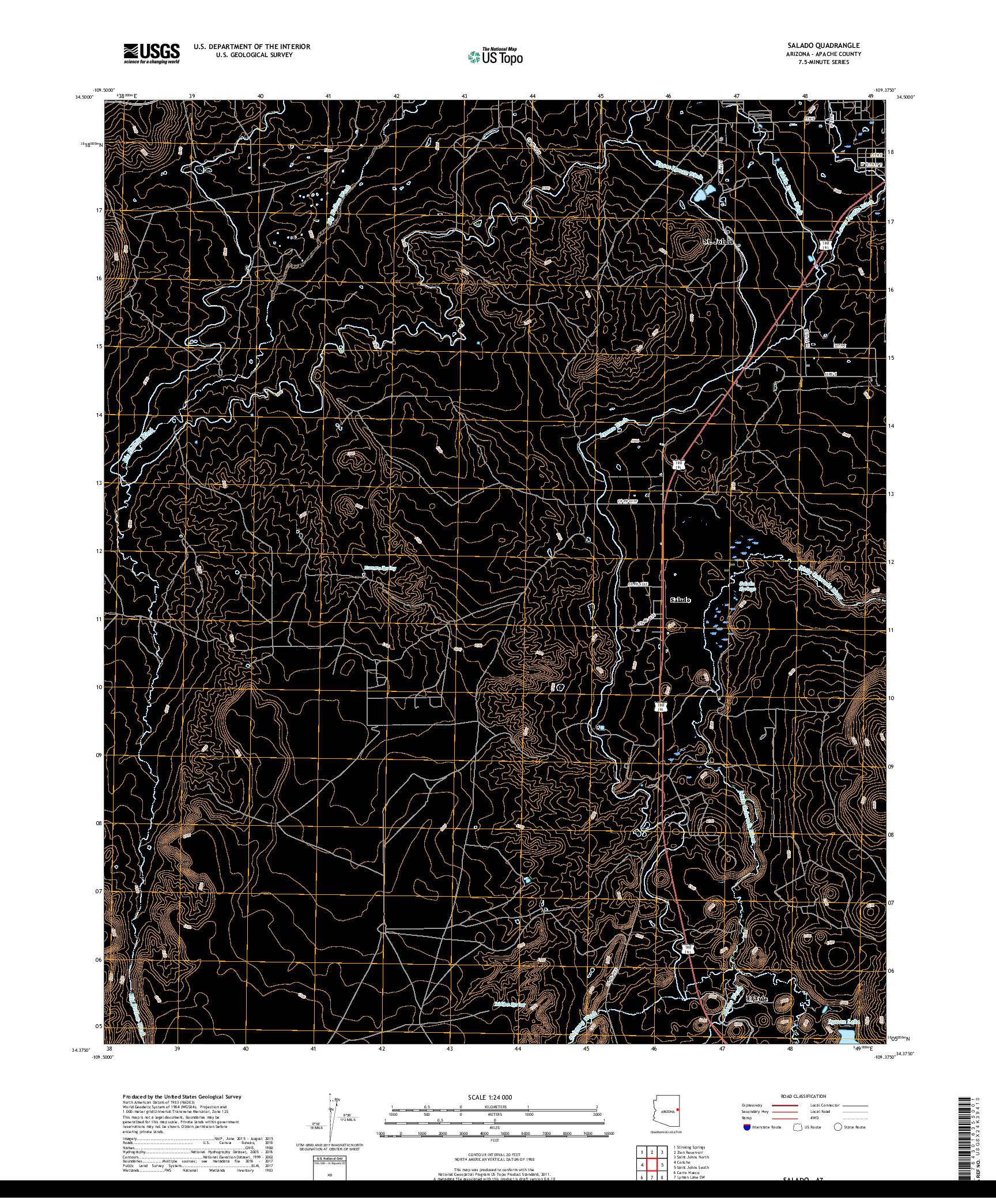 USGS US TOPO 7.5-MINUTE MAP FOR SALADO, AZ 2018