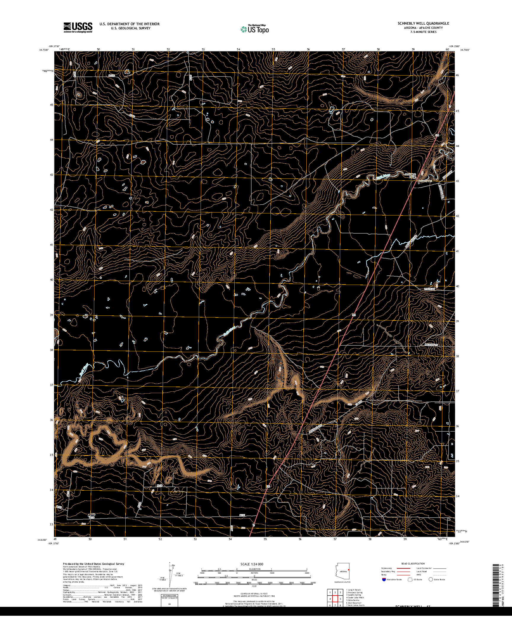 USGS US TOPO 7.5-MINUTE MAP FOR SCHNEBLY WELL, AZ 2018