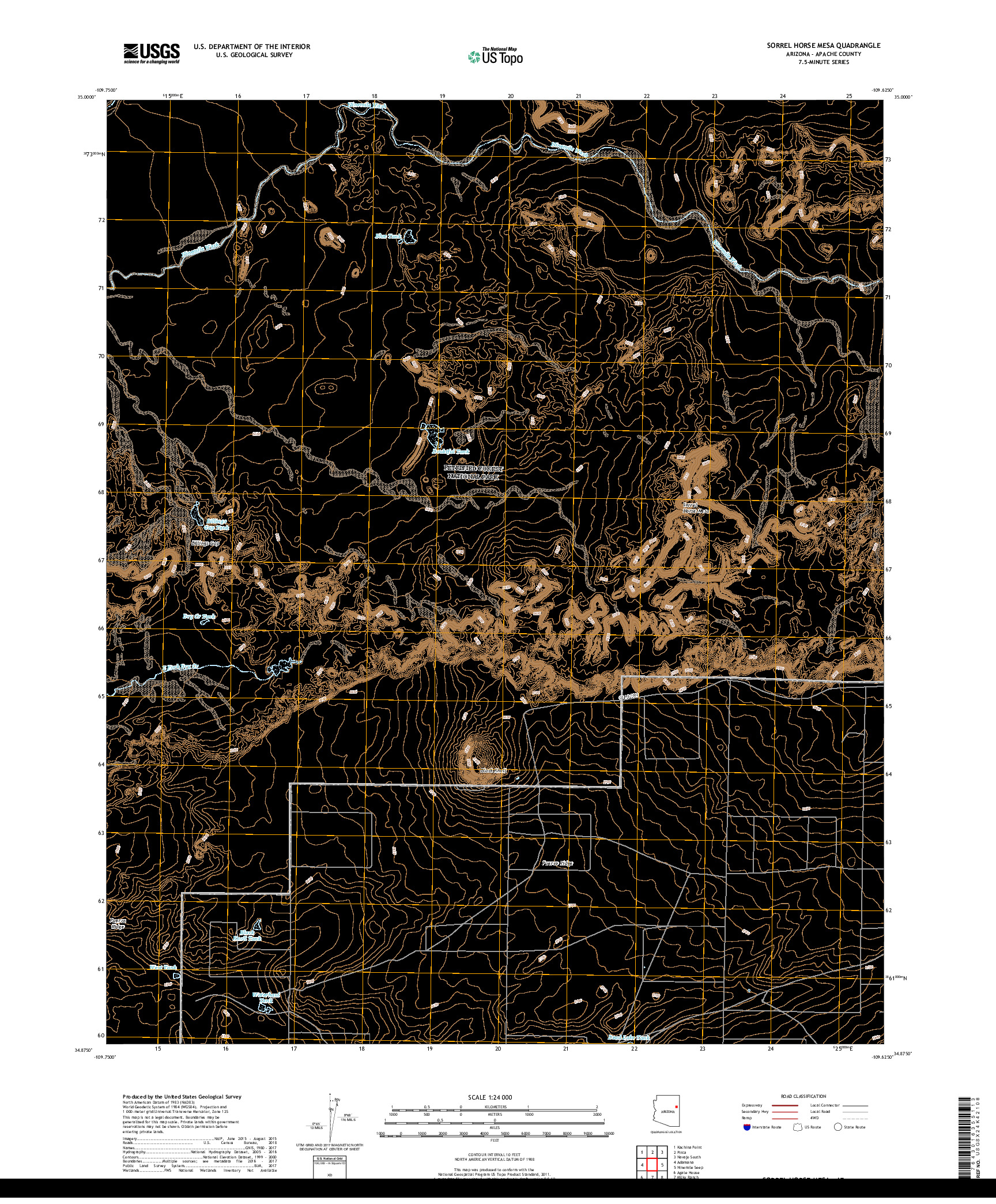 USGS US TOPO 7.5-MINUTE MAP FOR SORREL HORSE MESA, AZ 2018