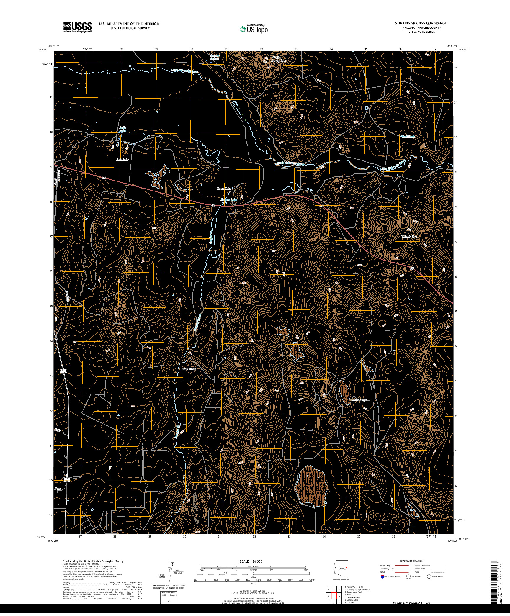 USGS US TOPO 7.5-MINUTE MAP FOR STINKING SPRINGS, AZ 2018