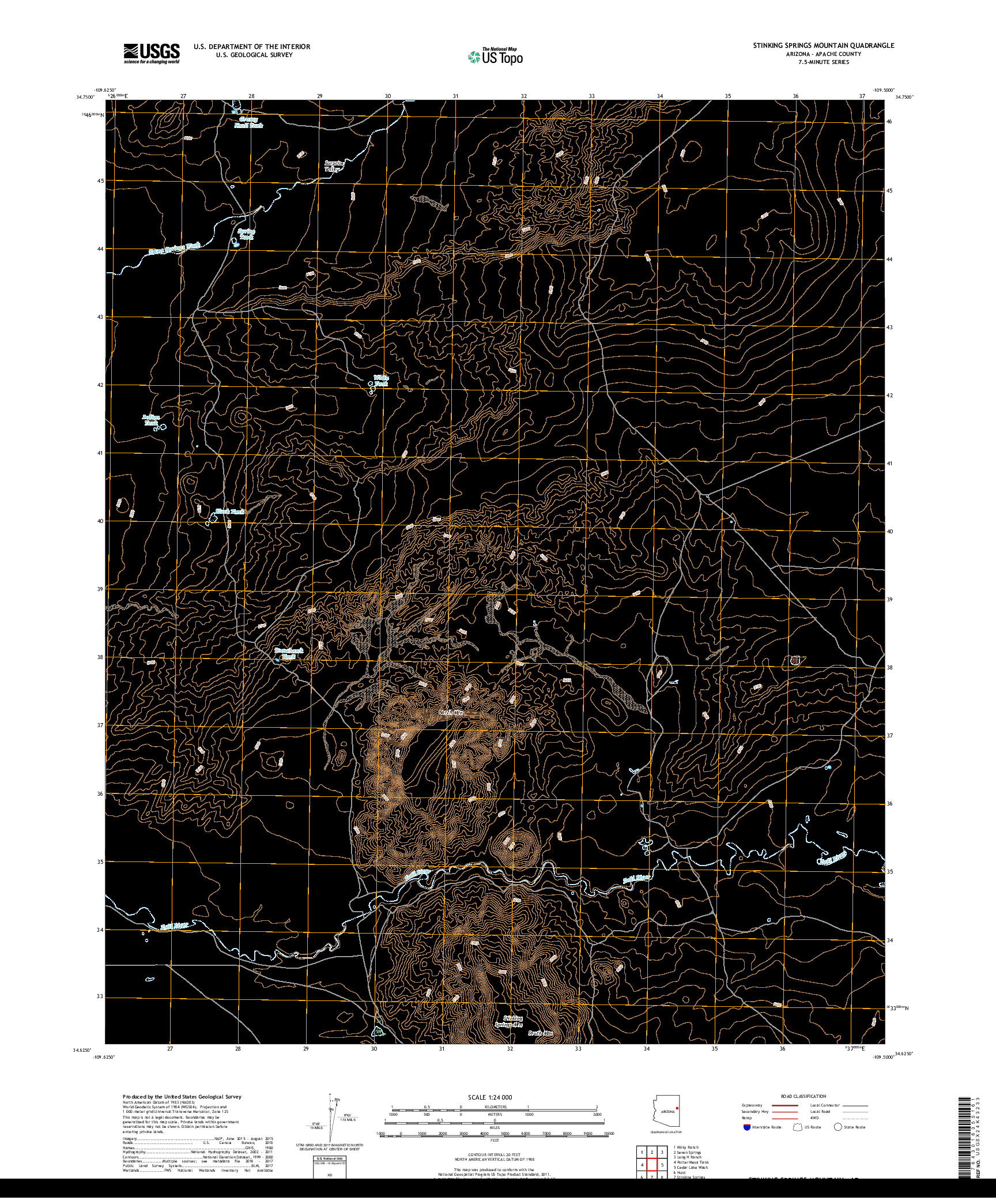 USGS US TOPO 7.5-MINUTE MAP FOR STINKING SPRINGS MOUNTAIN, AZ 2018