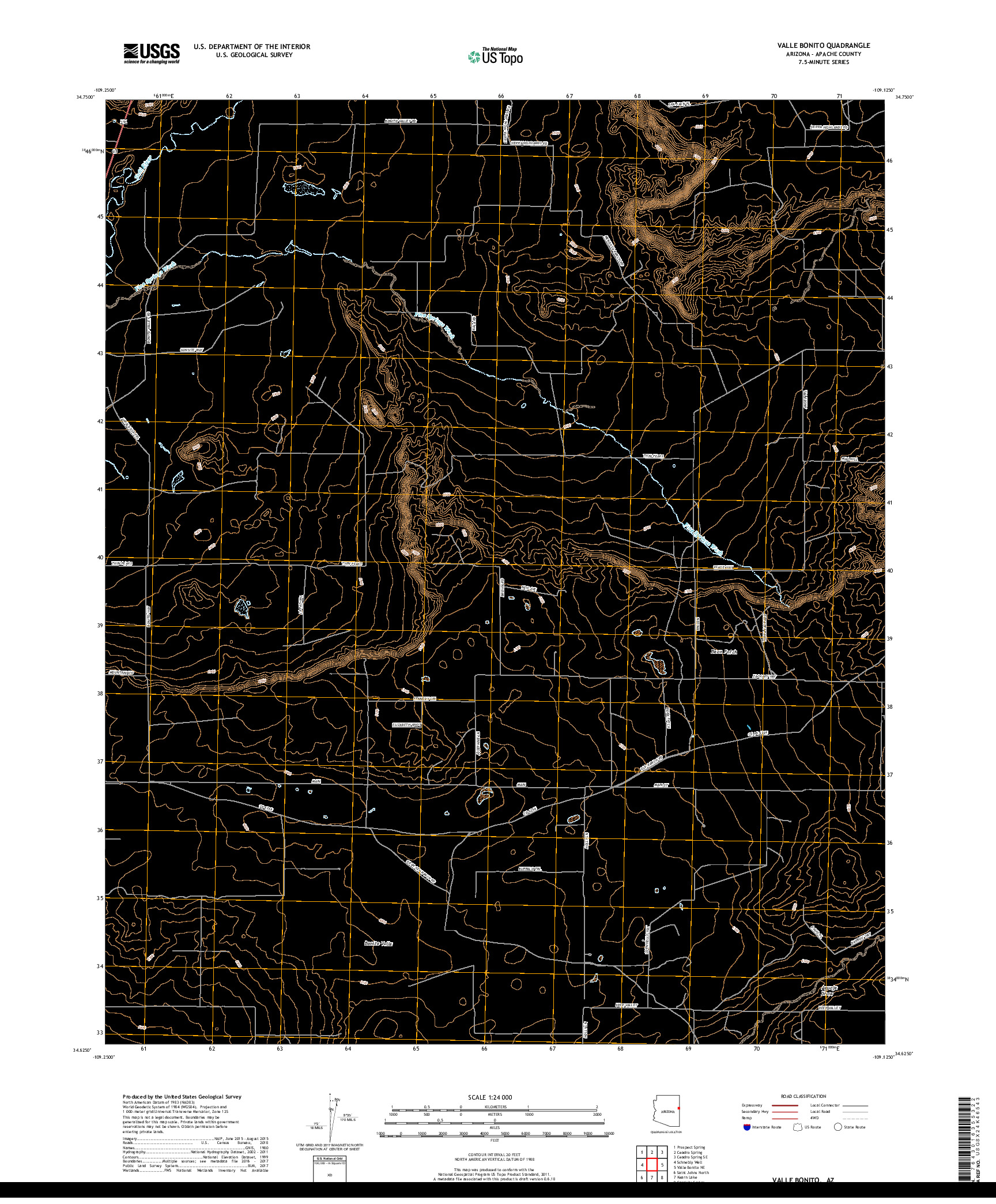 USGS US TOPO 7.5-MINUTE MAP FOR VALLE BONITO, AZ 2018