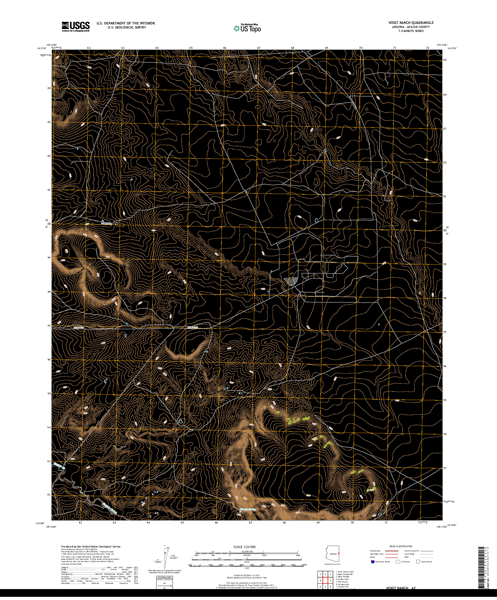 USGS US TOPO 7.5-MINUTE MAP FOR VOIGT RANCH, AZ 2018