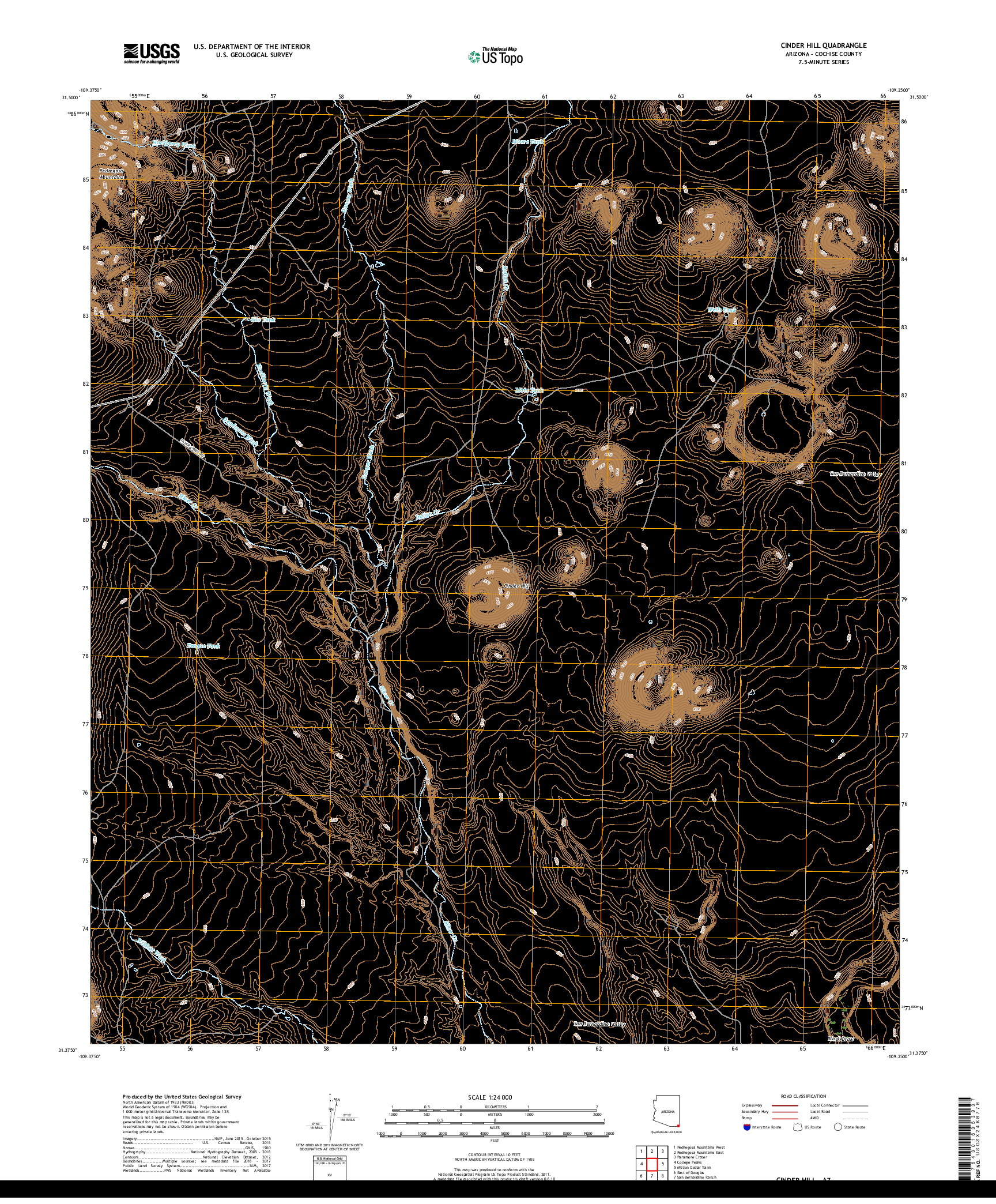 USGS US TOPO 7.5-MINUTE MAP FOR CINDER HILL, AZ 2018