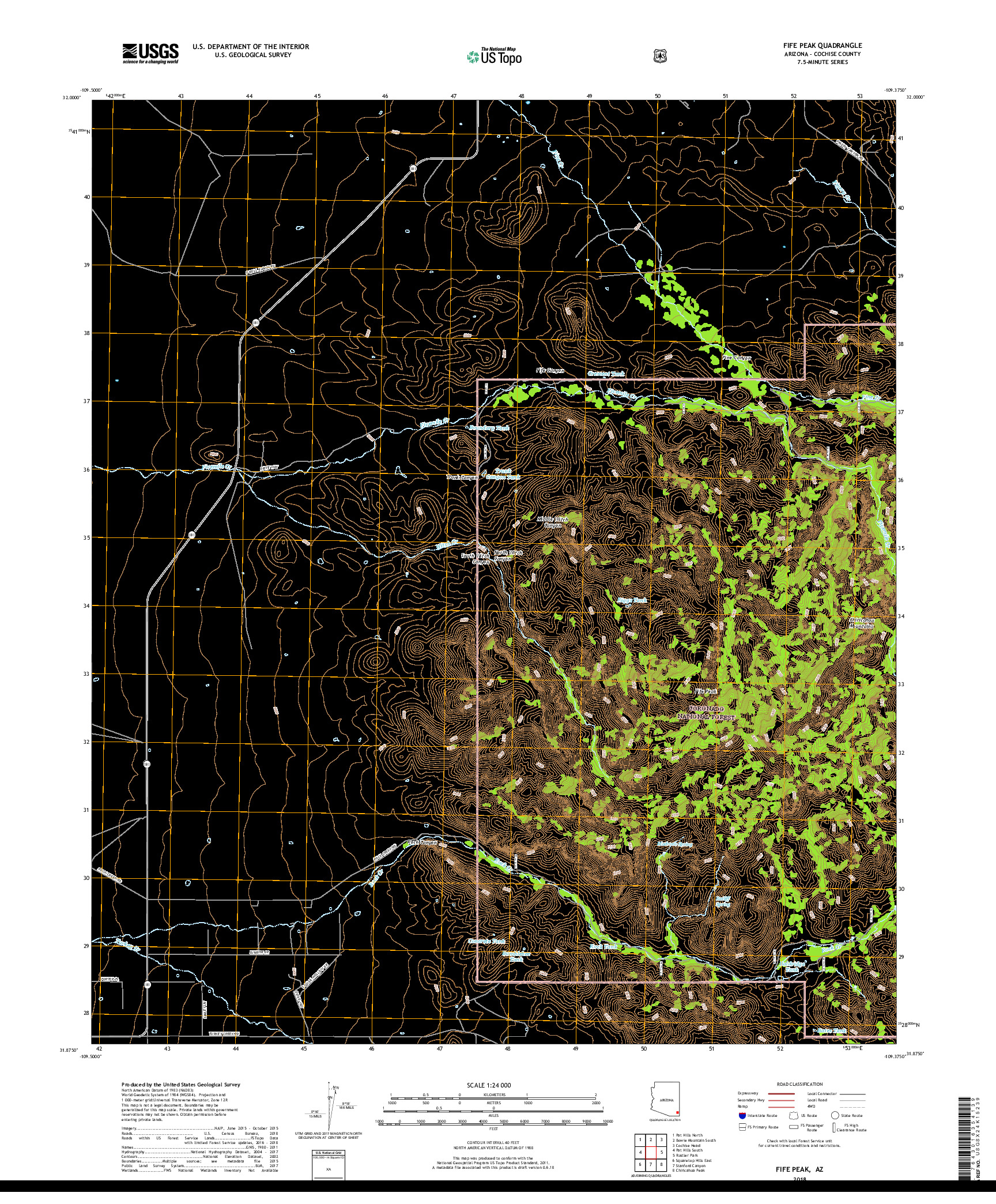 USGS US TOPO 7.5-MINUTE MAP FOR FIFE PEAK, AZ 2018