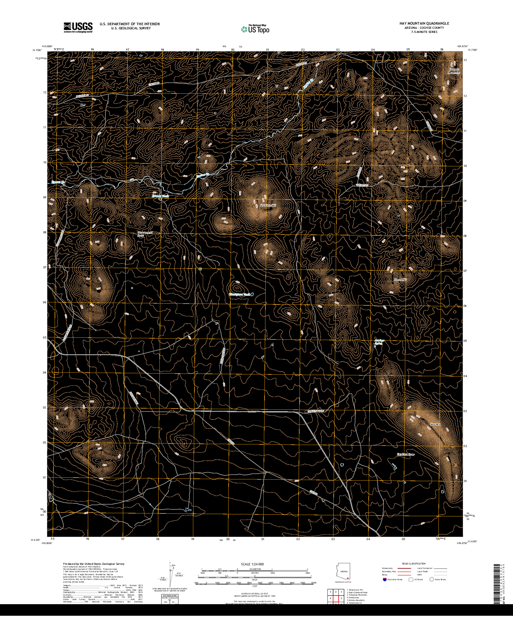 USGS US TOPO 7.5-MINUTE MAP FOR HAY MOUNTAIN, AZ 2018