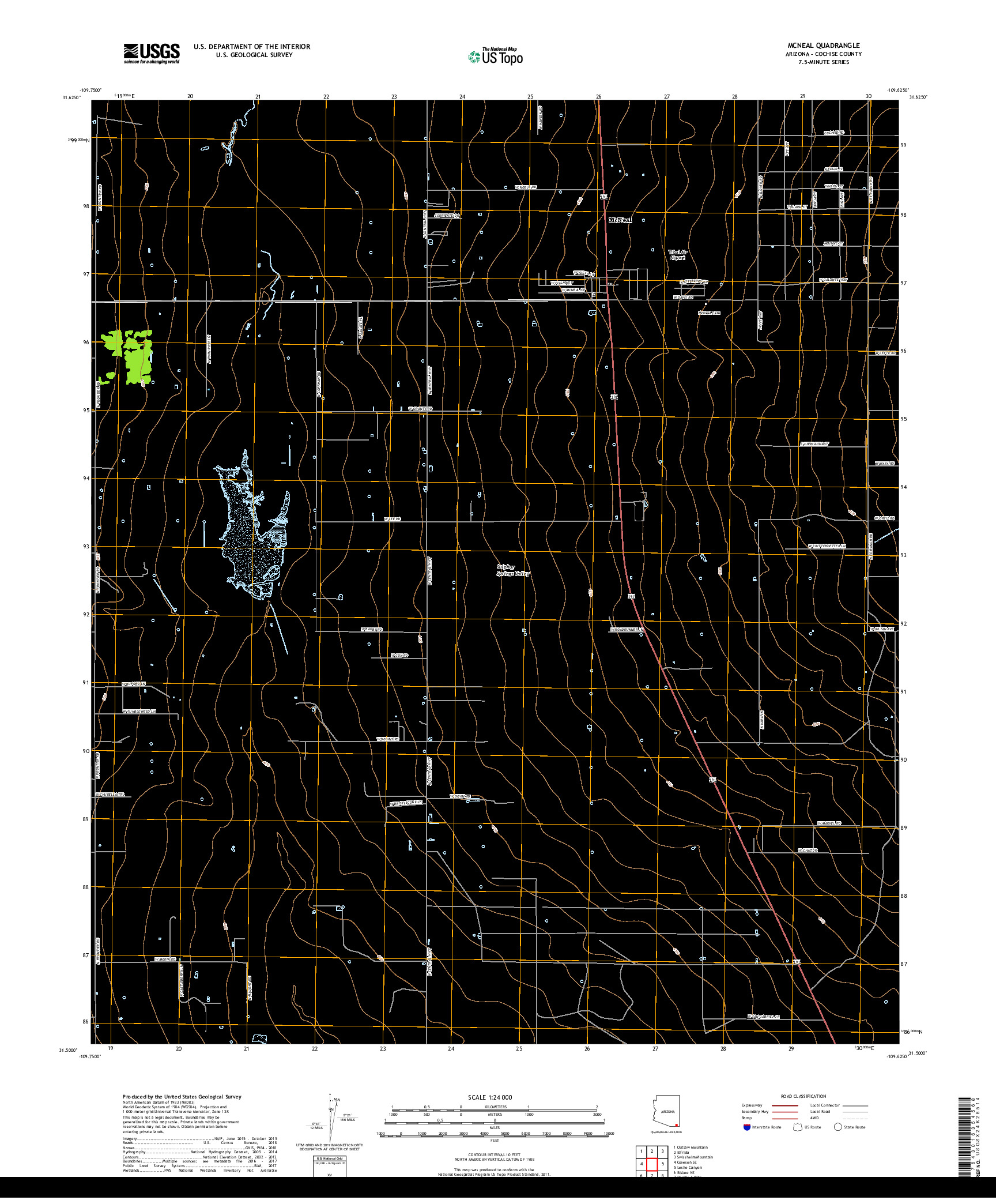 USGS US TOPO 7.5-MINUTE MAP FOR MCNEAL, AZ 2018