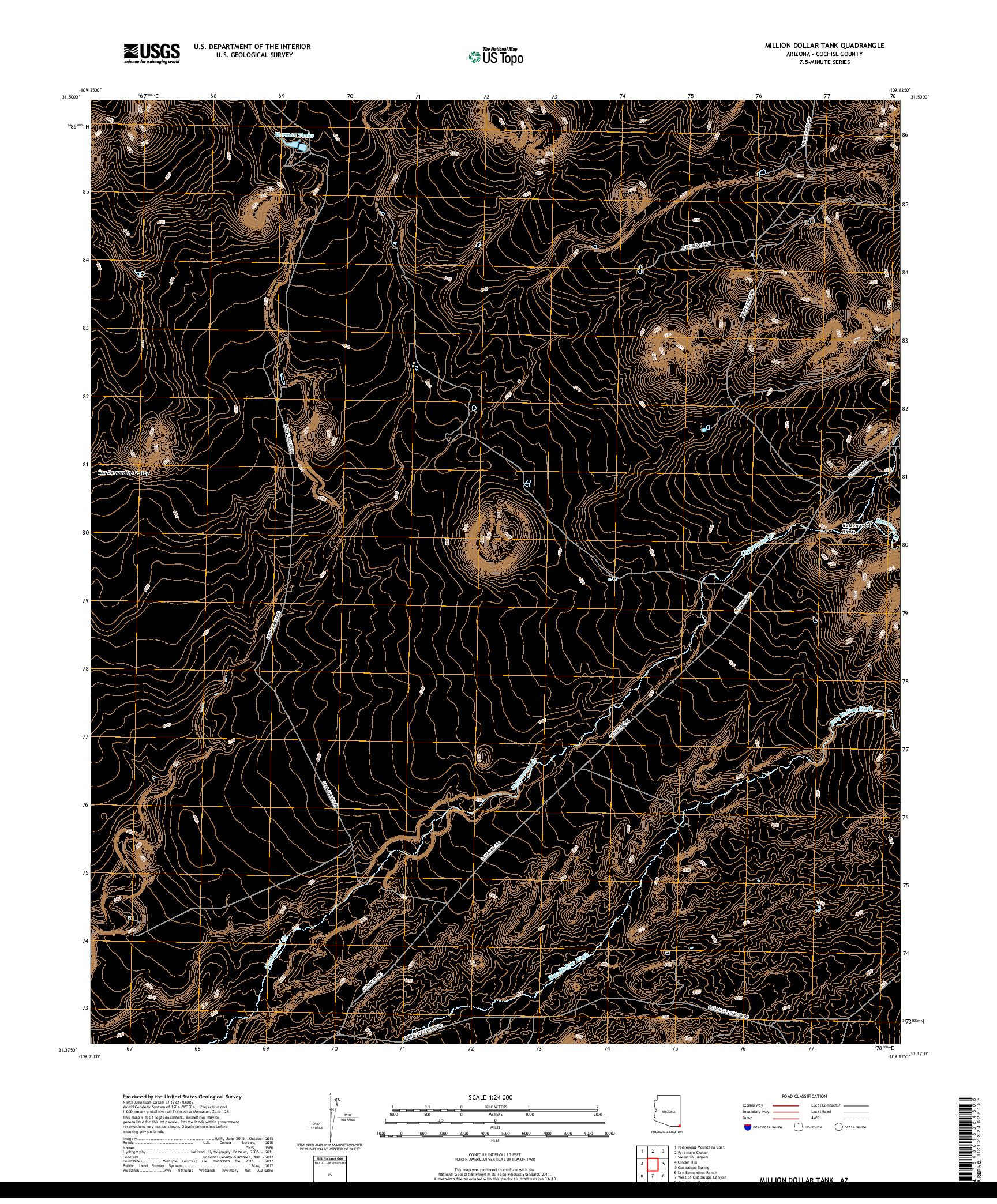 USGS US TOPO 7.5-MINUTE MAP FOR MILLION DOLLAR TANK, AZ 2018