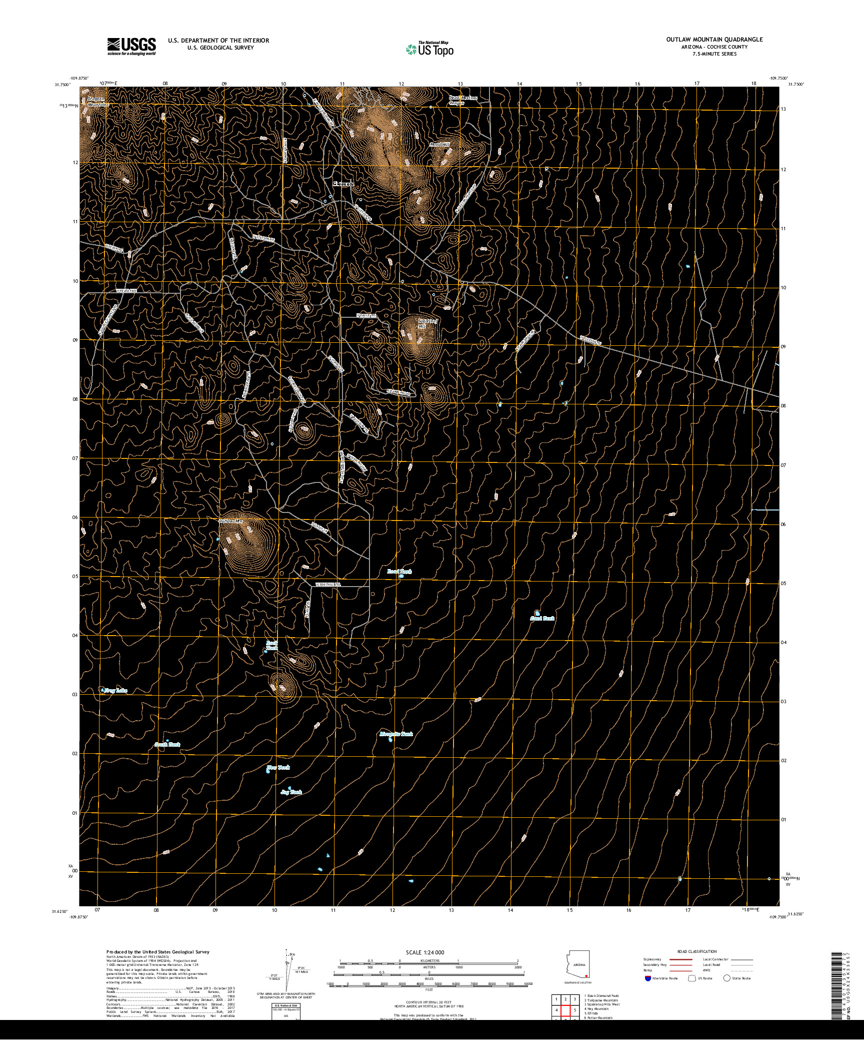 USGS US TOPO 7.5-MINUTE MAP FOR OUTLAW MOUNTAIN, AZ 2018