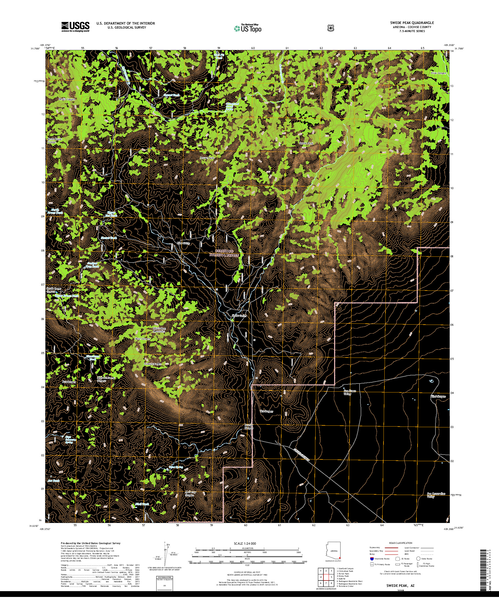 USGS US TOPO 7.5-MINUTE MAP FOR SWEDE PEAK, AZ 2018