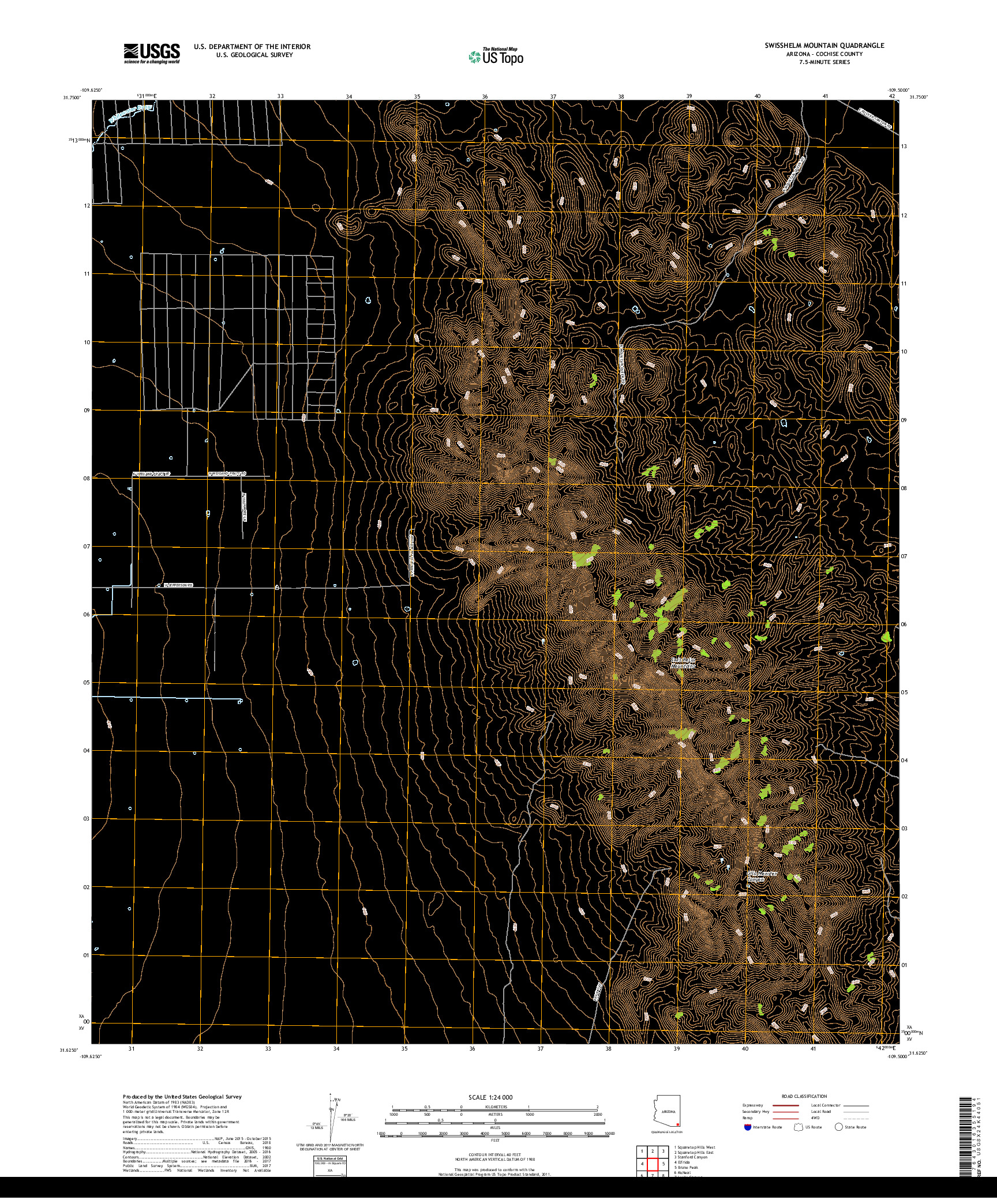 USGS US TOPO 7.5-MINUTE MAP FOR SWISSHELM MOUNTAIN, AZ 2018