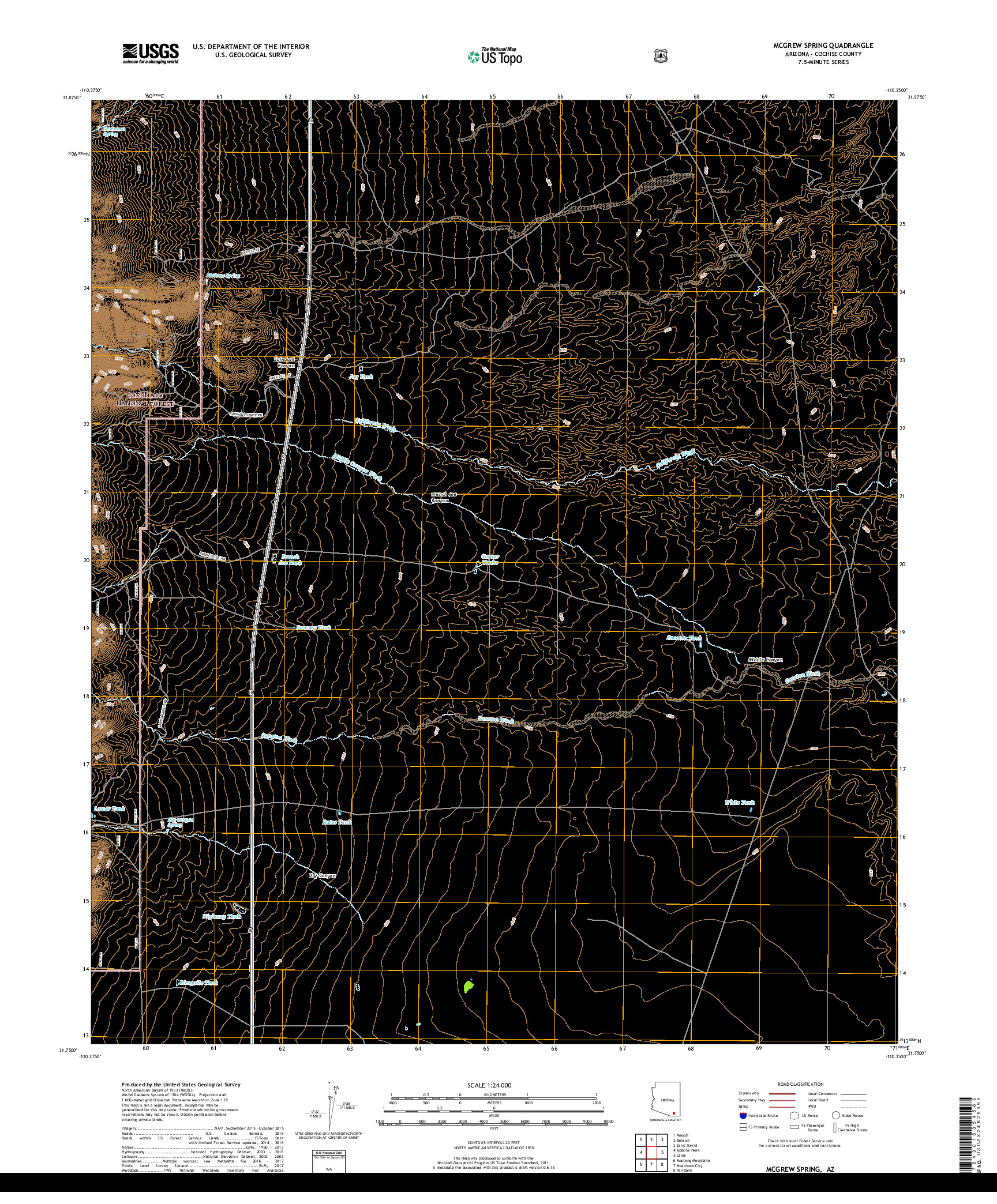 USGS US TOPO 7.5-MINUTE MAP FOR MCGREW SPRING, AZ 2018
