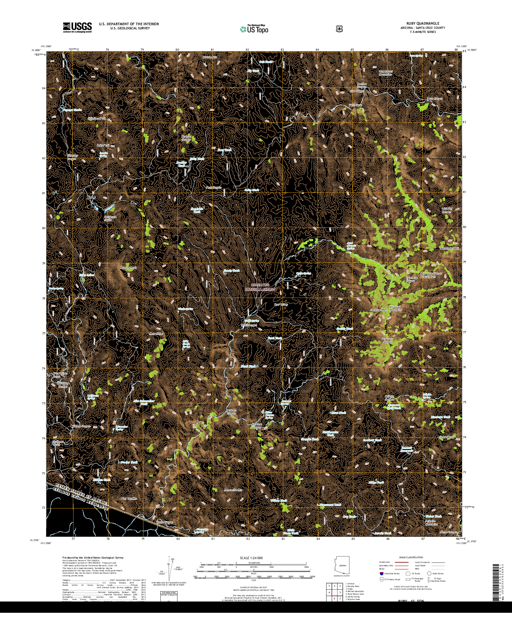 USGS US TOPO 7.5-MINUTE MAP FOR RUBY, AZ,SON 2018