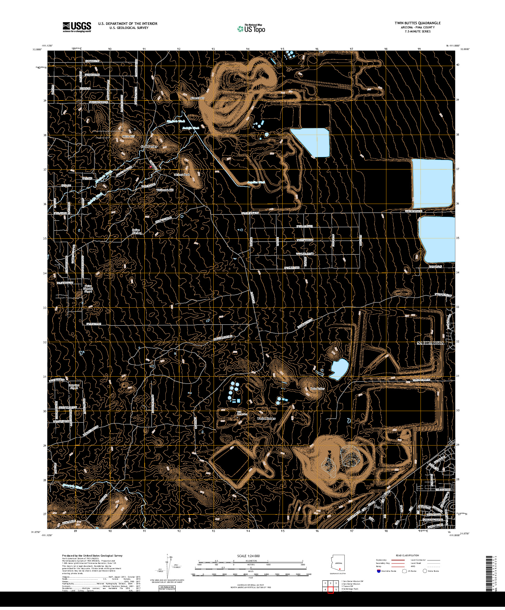 USGS US TOPO 7.5-MINUTE MAP FOR TWIN BUTTES, AZ 2018