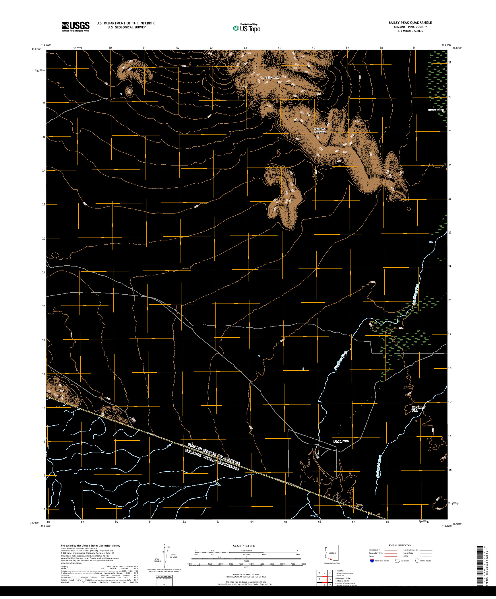 USGS US TOPO 7.5-MINUTE MAP FOR BAILEY PEAK, AZ,SON 2018