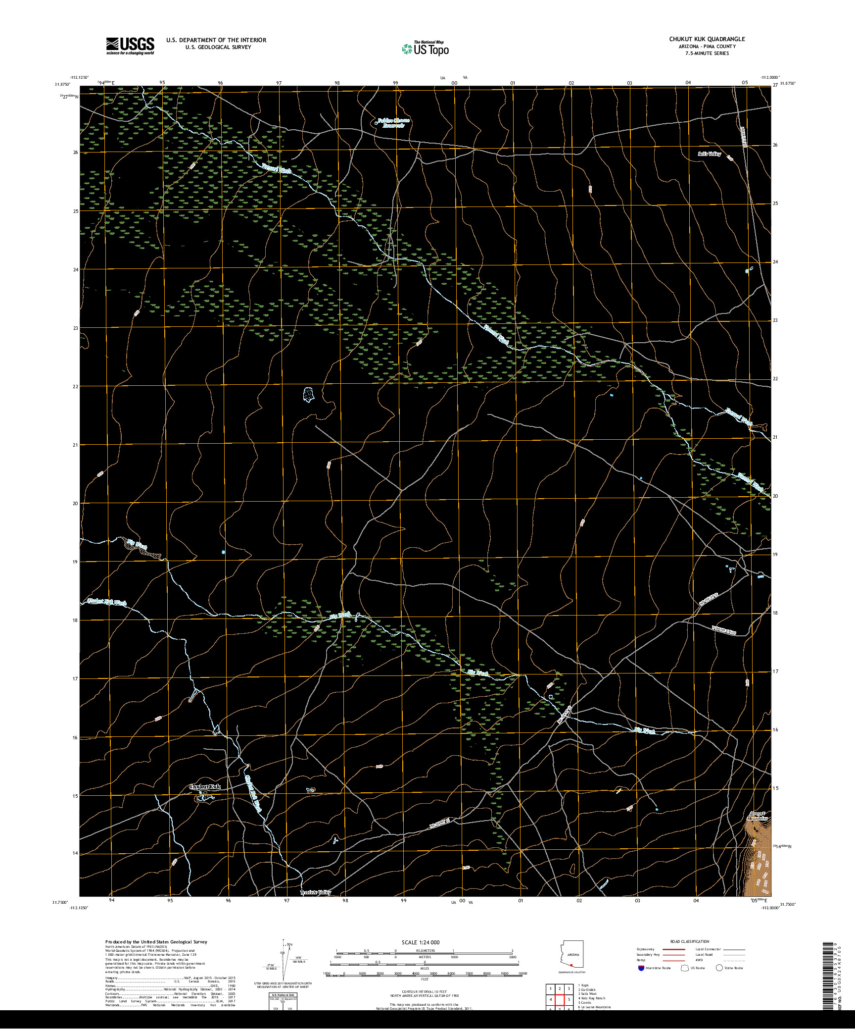 USGS US TOPO 7.5-MINUTE MAP FOR CHUKUT KUK, AZ 2018
