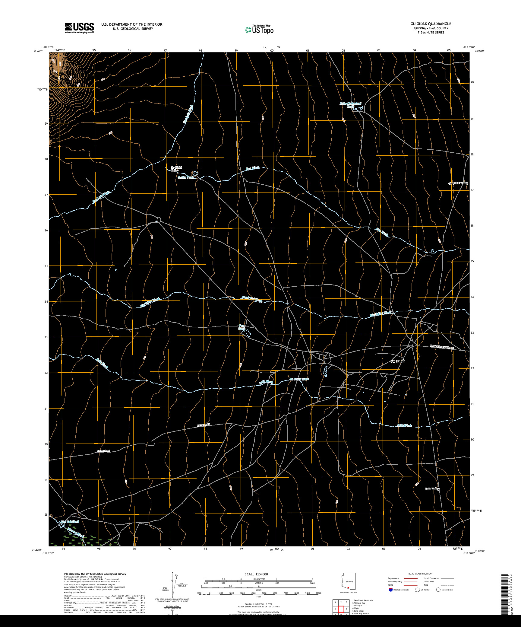 USGS US TOPO 7.5-MINUTE MAP FOR GU OIDAK, AZ 2018