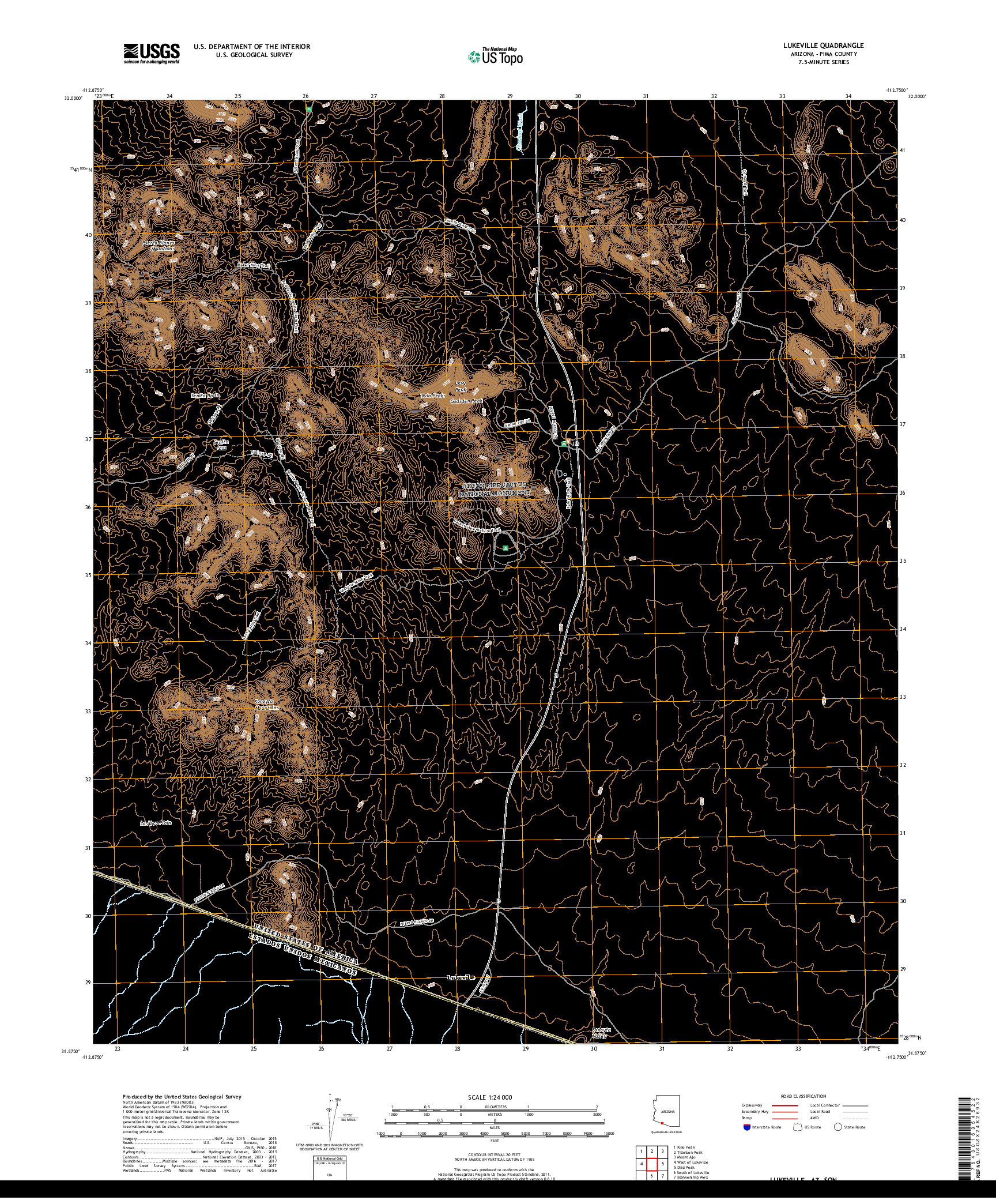 USGS US TOPO 7.5-MINUTE MAP FOR LUKEVILLE, AZ,SON 2018
