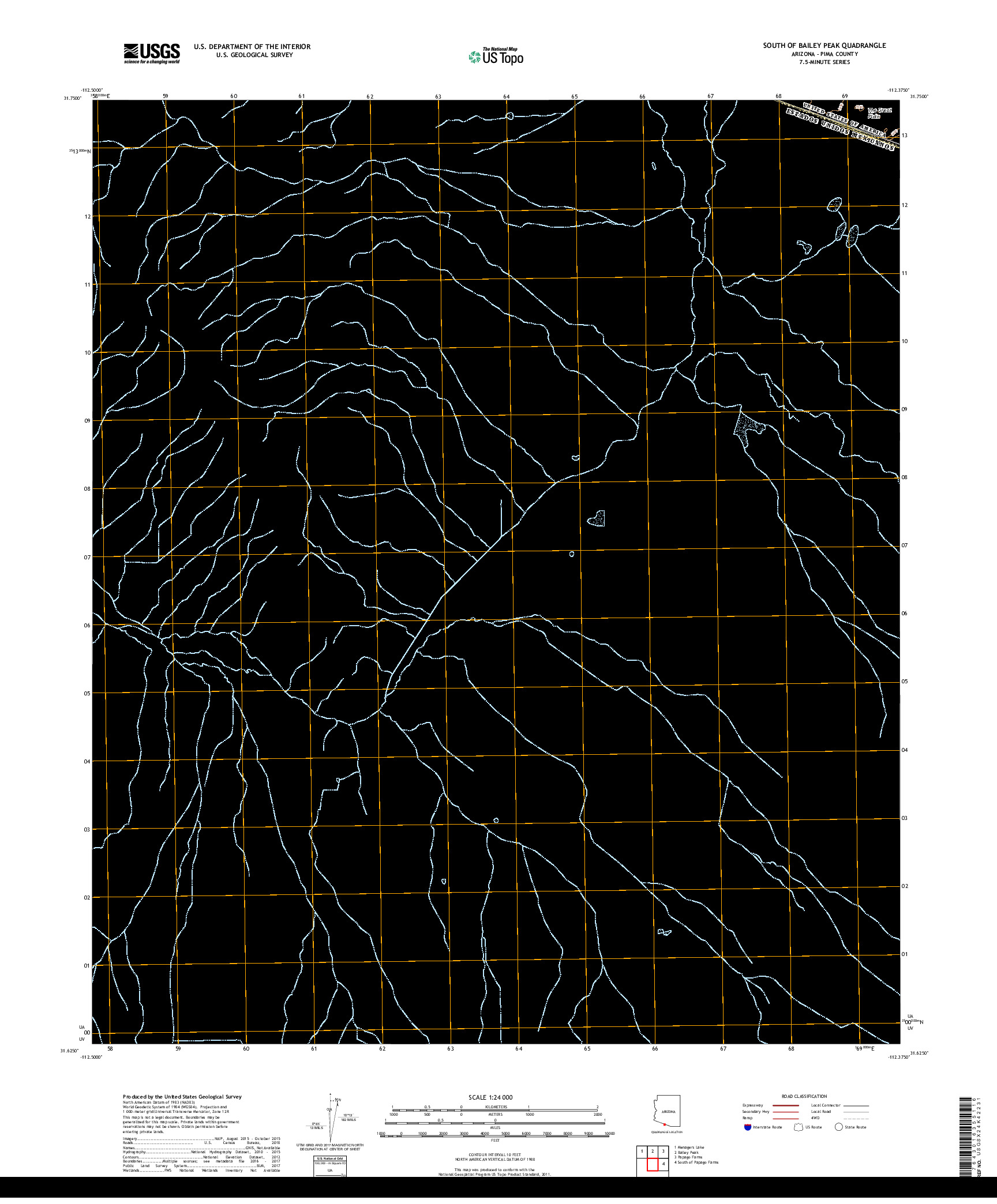 USGS US TOPO 7.5-MINUTE MAP FOR SOUTH OF BAILEY PEAK, AZ,SON 2018