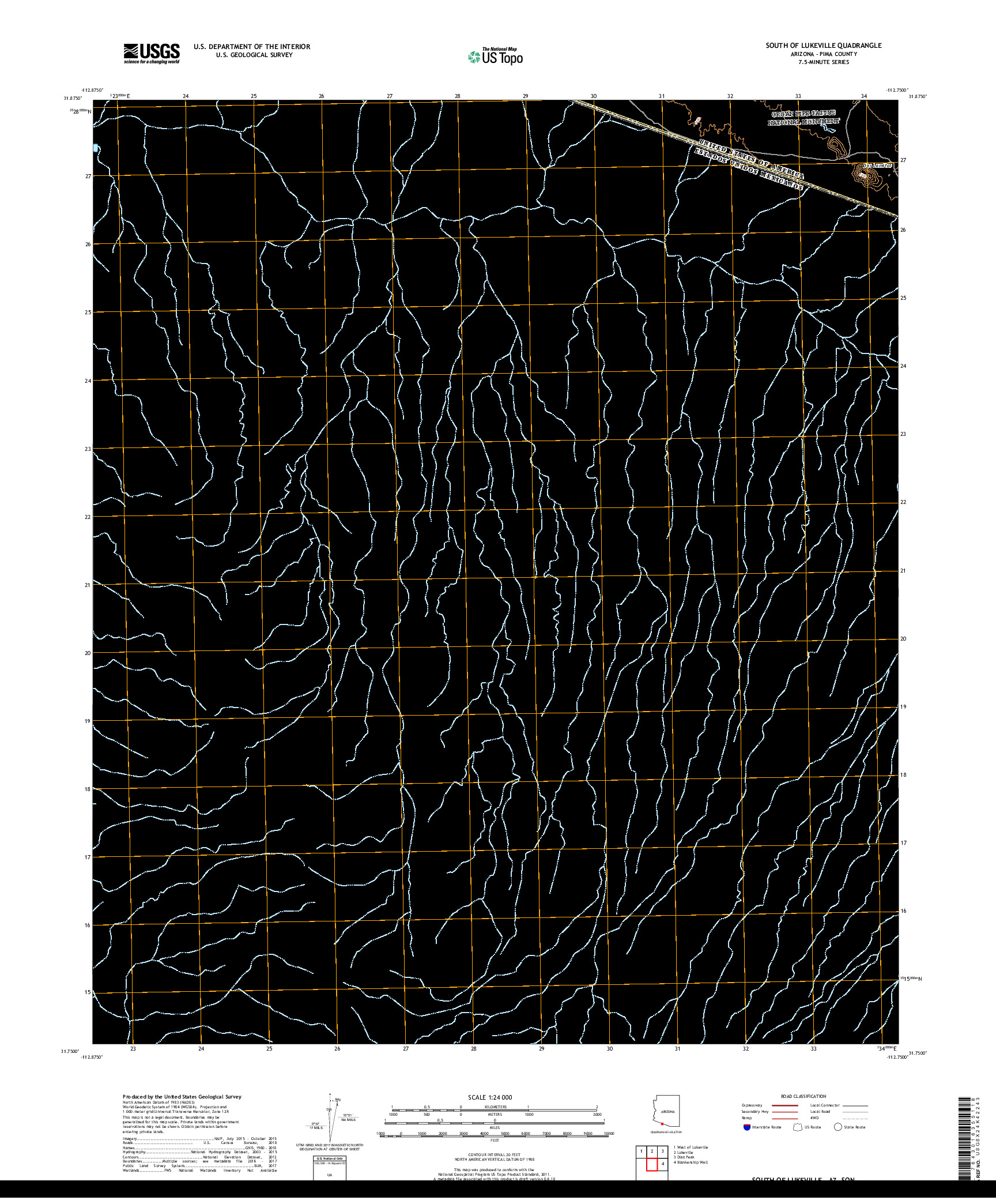 USGS US TOPO 7.5-MINUTE MAP FOR SOUTH OF LUKEVILLE, AZ,SON 2018