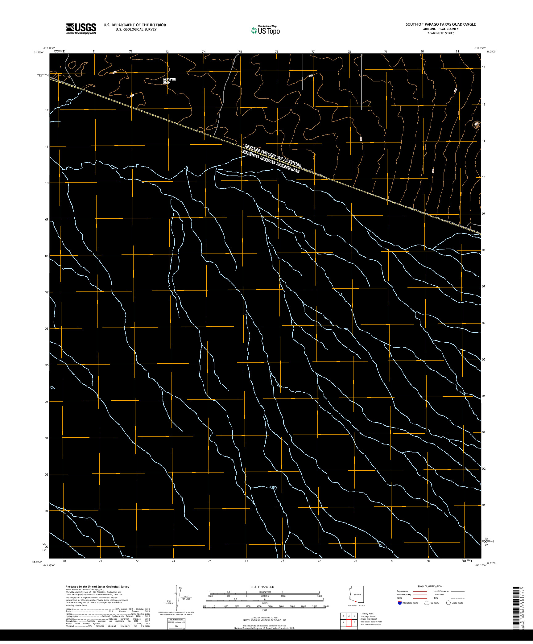 USGS US TOPO 7.5-MINUTE MAP FOR SOUTH OF PAPAGO FARMS, AZ,SON 2018