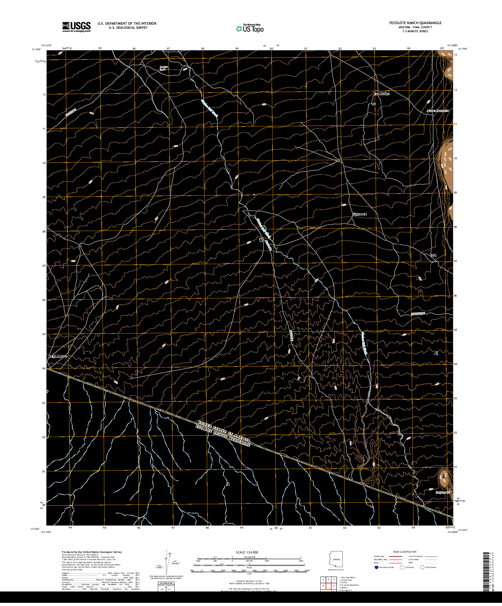 USGS US TOPO 7.5-MINUTE MAP FOR TECOLOTE RANCH, AZ,SON 2018
