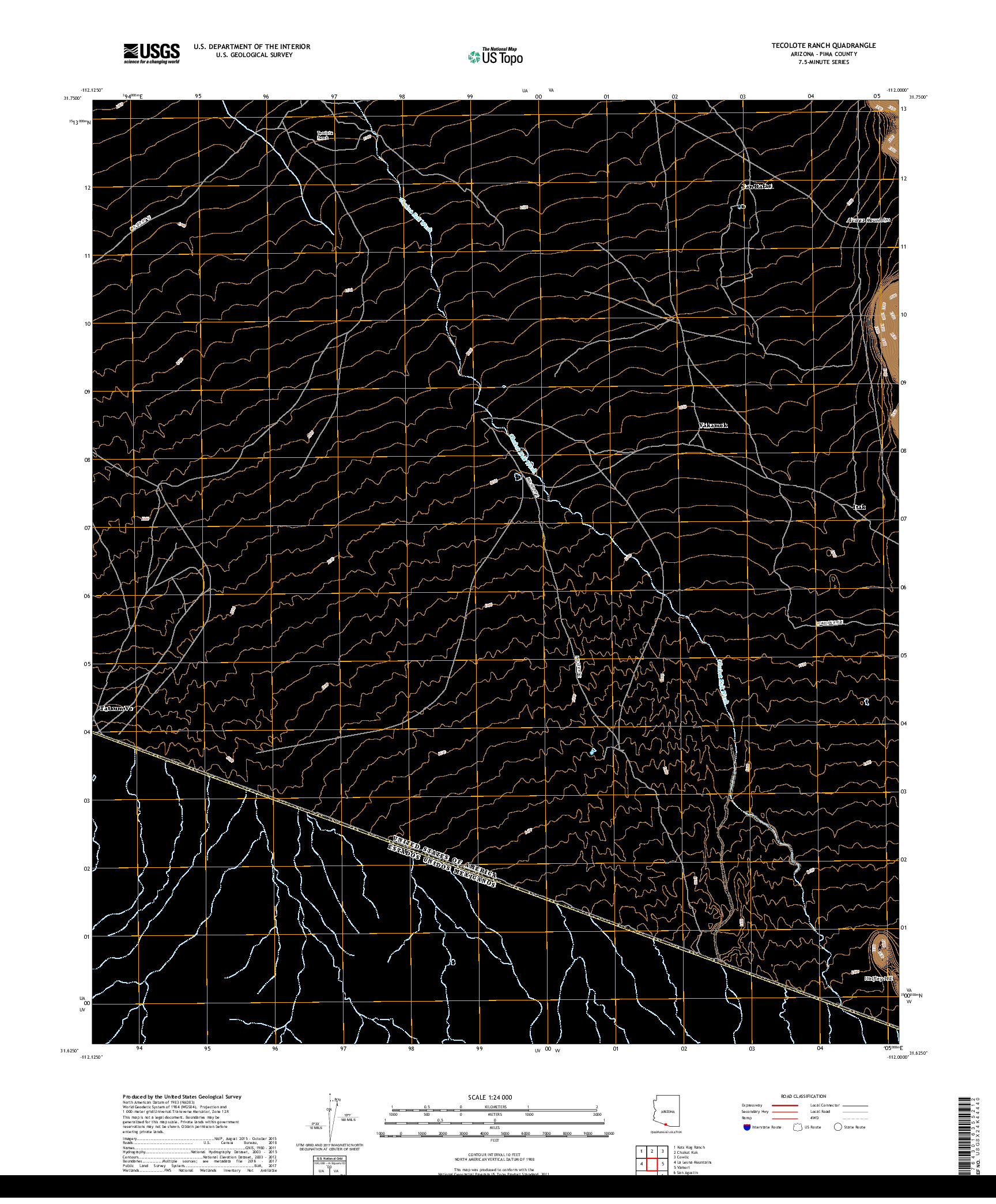 USGS US TOPO 7.5-MINUTE MAP FOR TECOLOTE RANCH, AZ,SON 2018