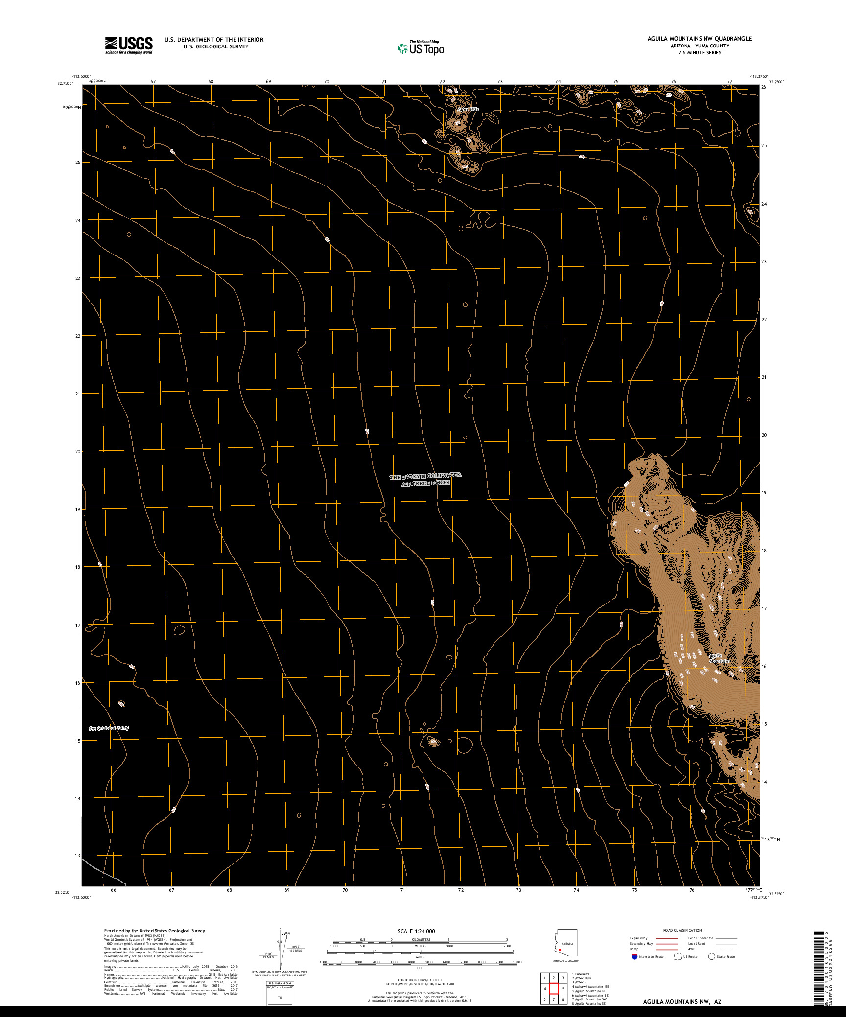 USGS US TOPO 7.5-MINUTE MAP FOR AGUILA MOUNTAINS NW, AZ 2018