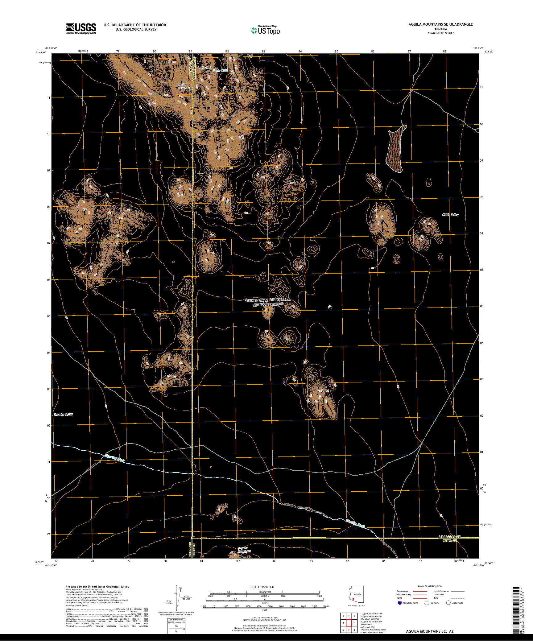 USGS US TOPO 7.5-MINUTE MAP FOR AGUILA MOUNTAINS SE, AZ 2018
