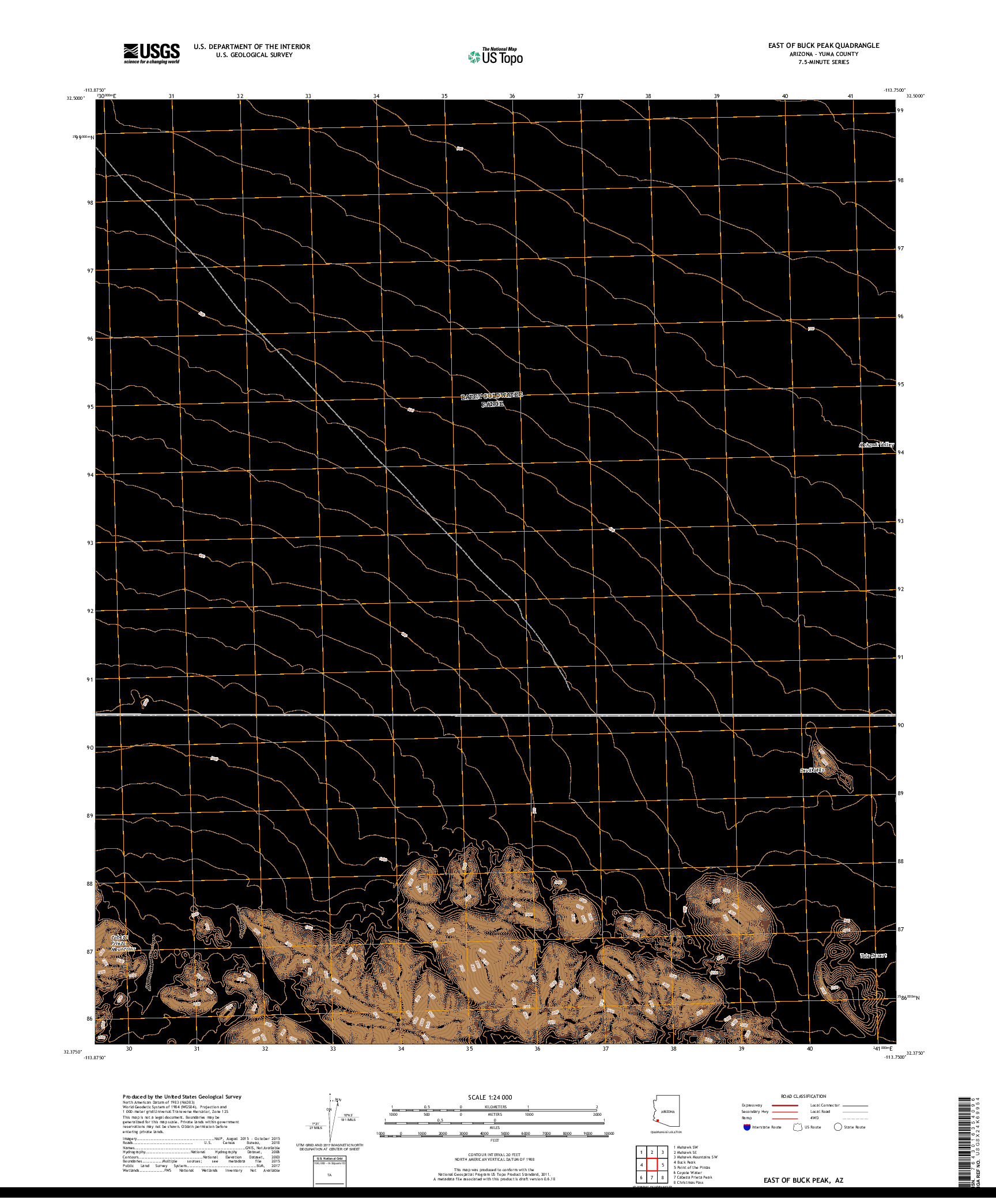 USGS US TOPO 7.5-MINUTE MAP FOR EAST OF BUCK PEAK, AZ 2018