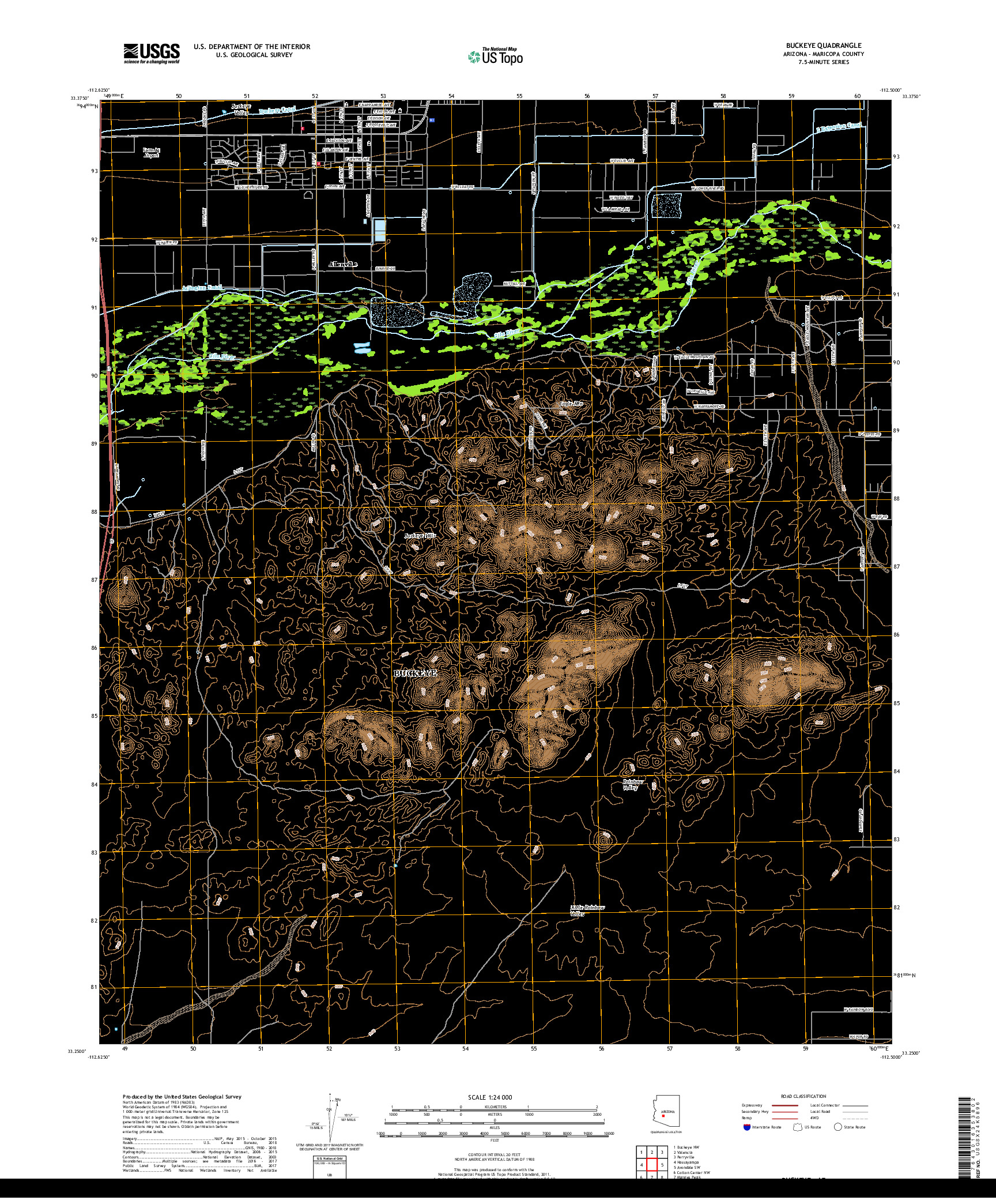 USGS US TOPO 7.5-MINUTE MAP FOR BUCKEYE, AZ 2018