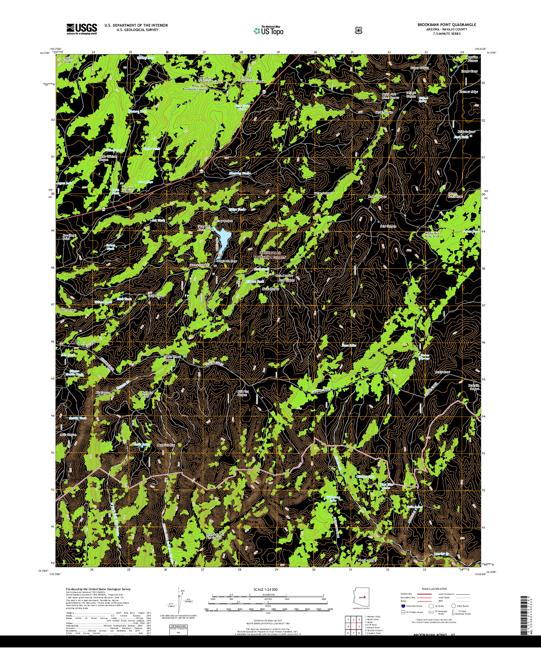 USGS US TOPO 7.5-MINUTE MAP FOR BROOKBANK POINT, AZ 2018