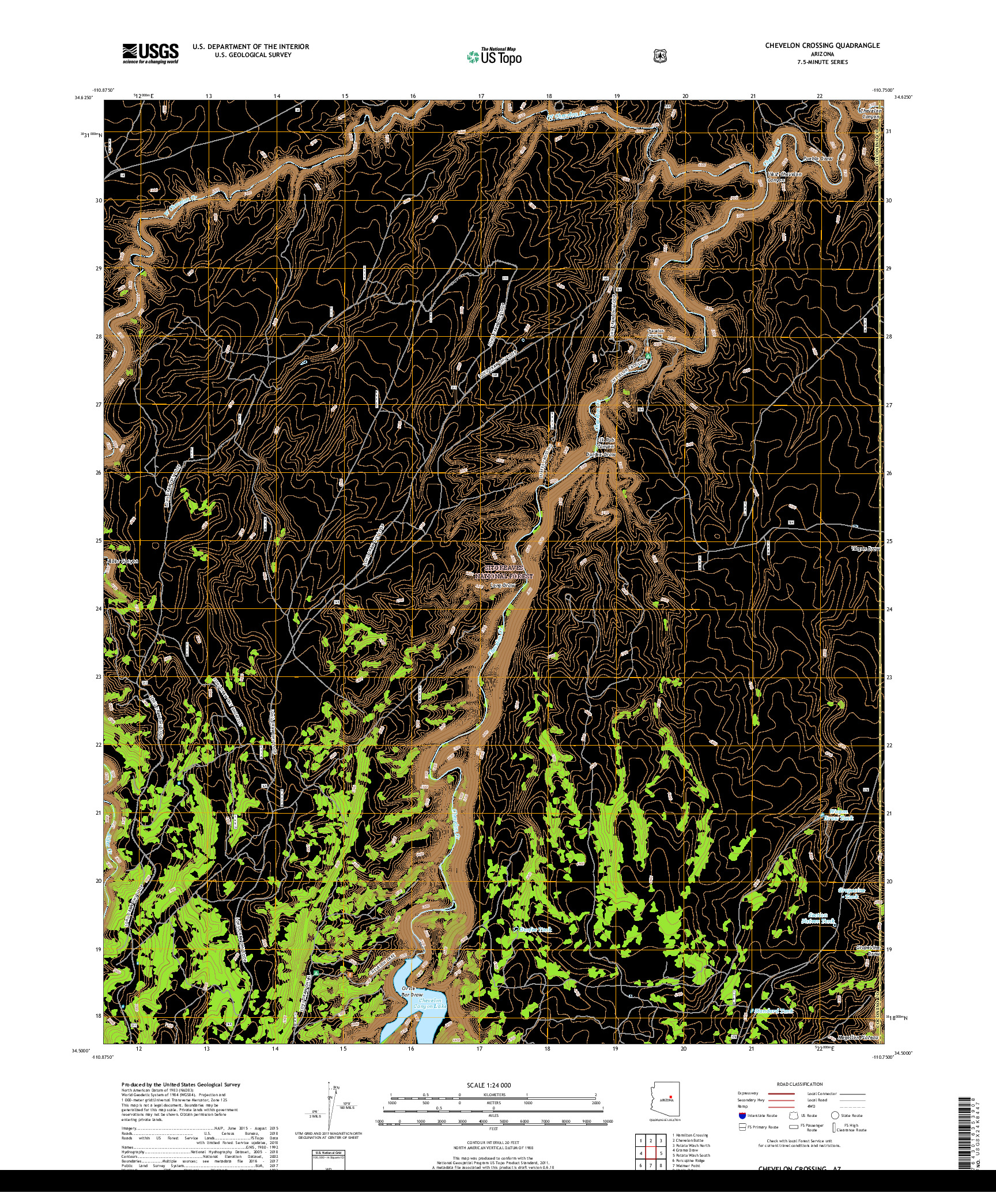 USGS US TOPO 7.5-MINUTE MAP FOR CHEVELON CROSSING, AZ 2018