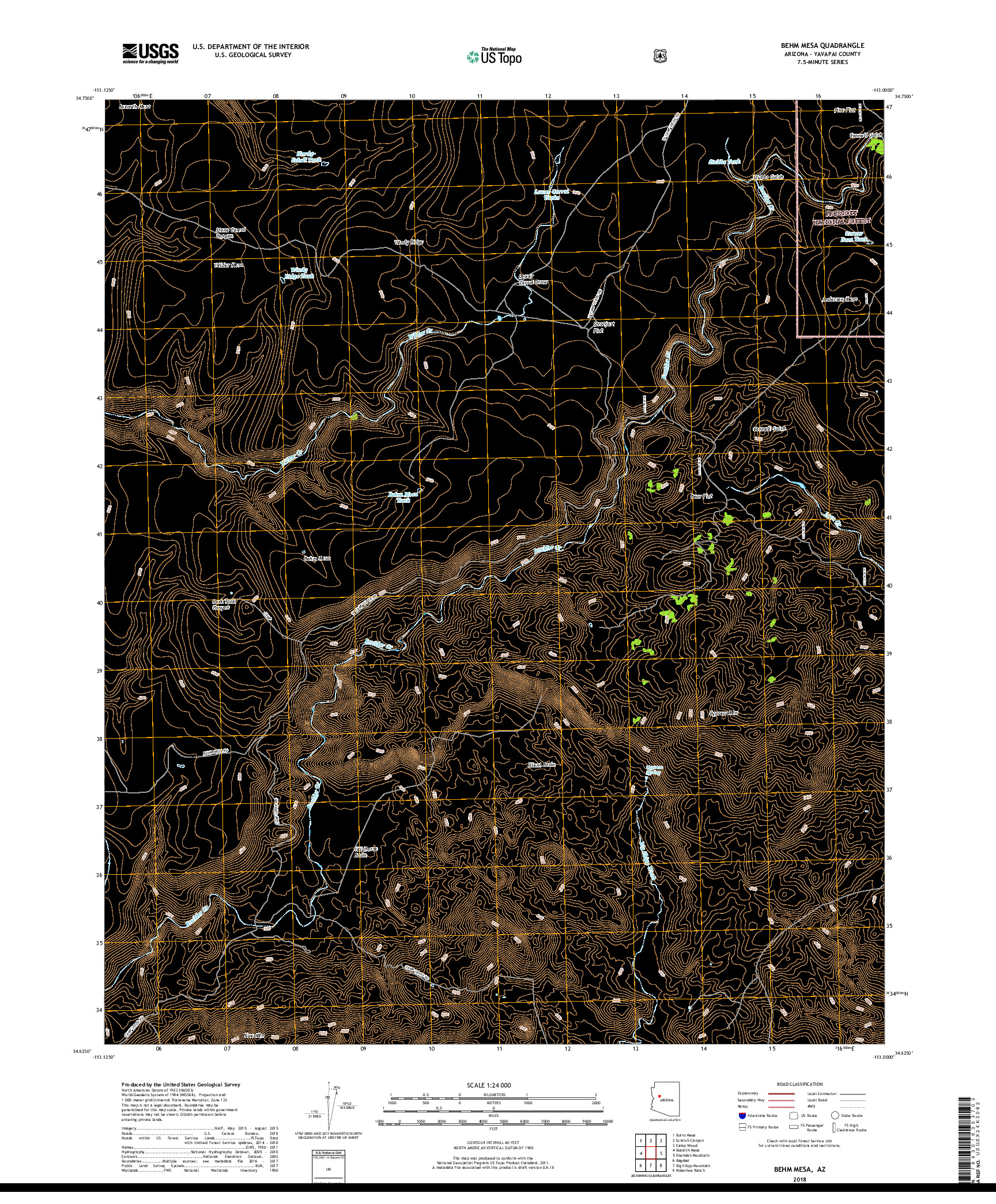 USGS US TOPO 7.5-MINUTE MAP FOR BEHM MESA, AZ 2018