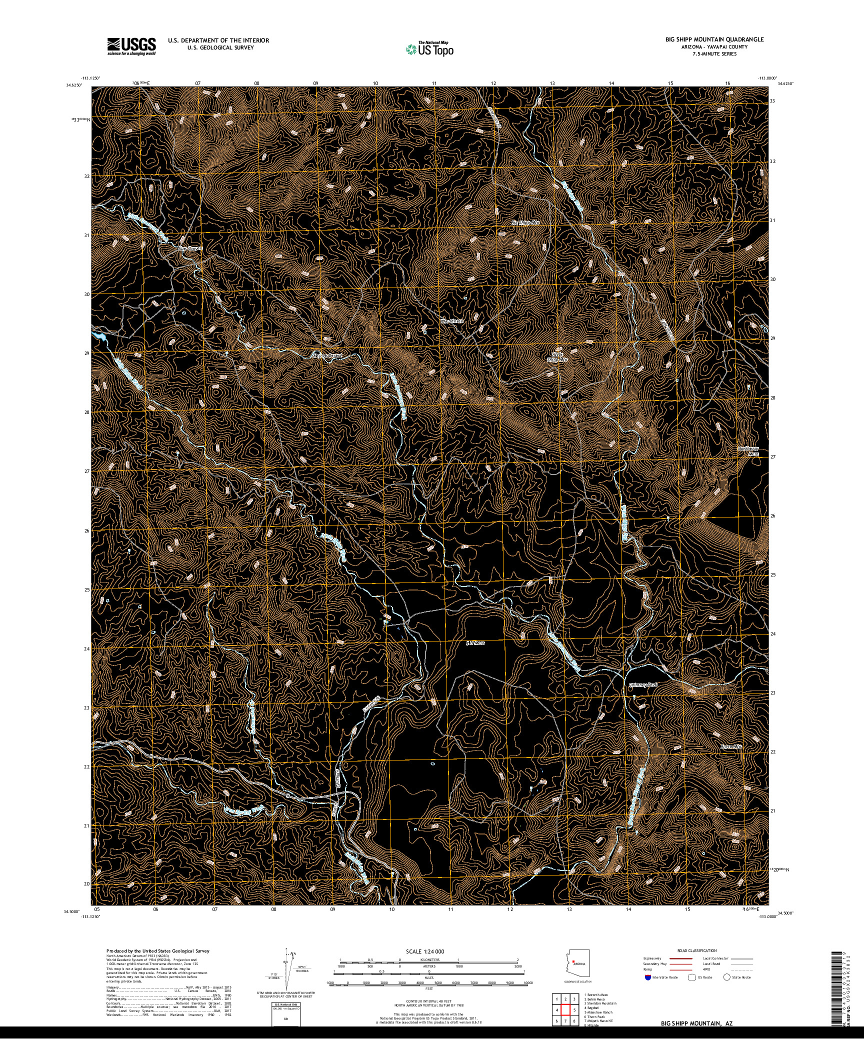 USGS US TOPO 7.5-MINUTE MAP FOR BIG SHIPP MOUNTAIN, AZ 2018