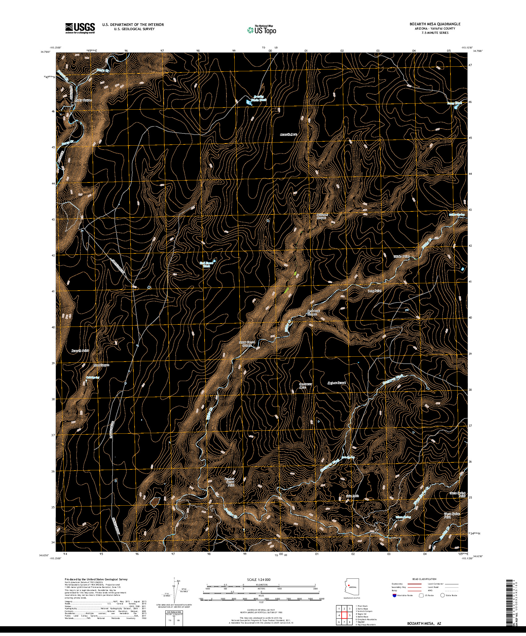 USGS US TOPO 7.5-MINUTE MAP FOR BOZARTH MESA, AZ 2018