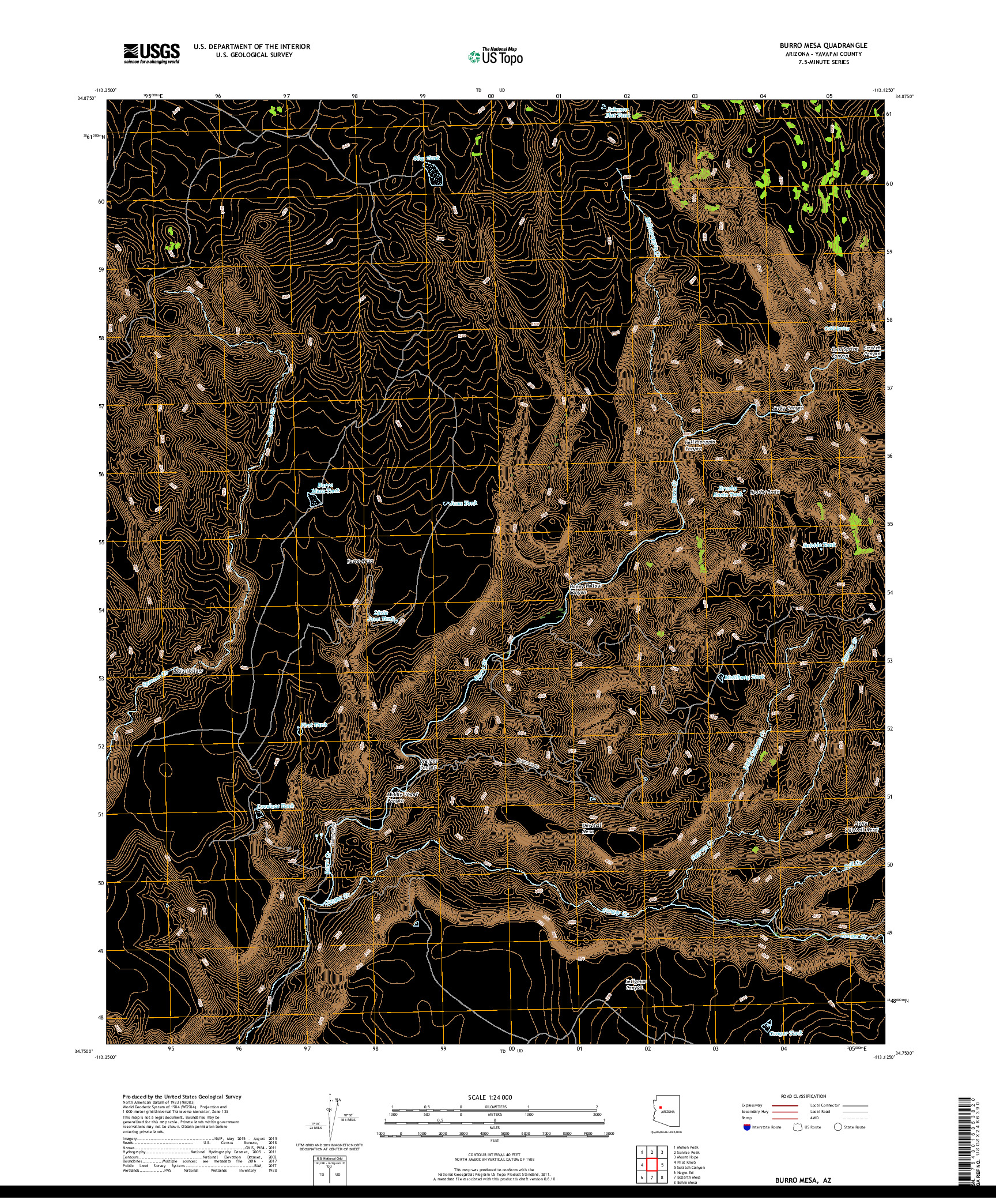 USGS US TOPO 7.5-MINUTE MAP FOR BURRO MESA, AZ 2018