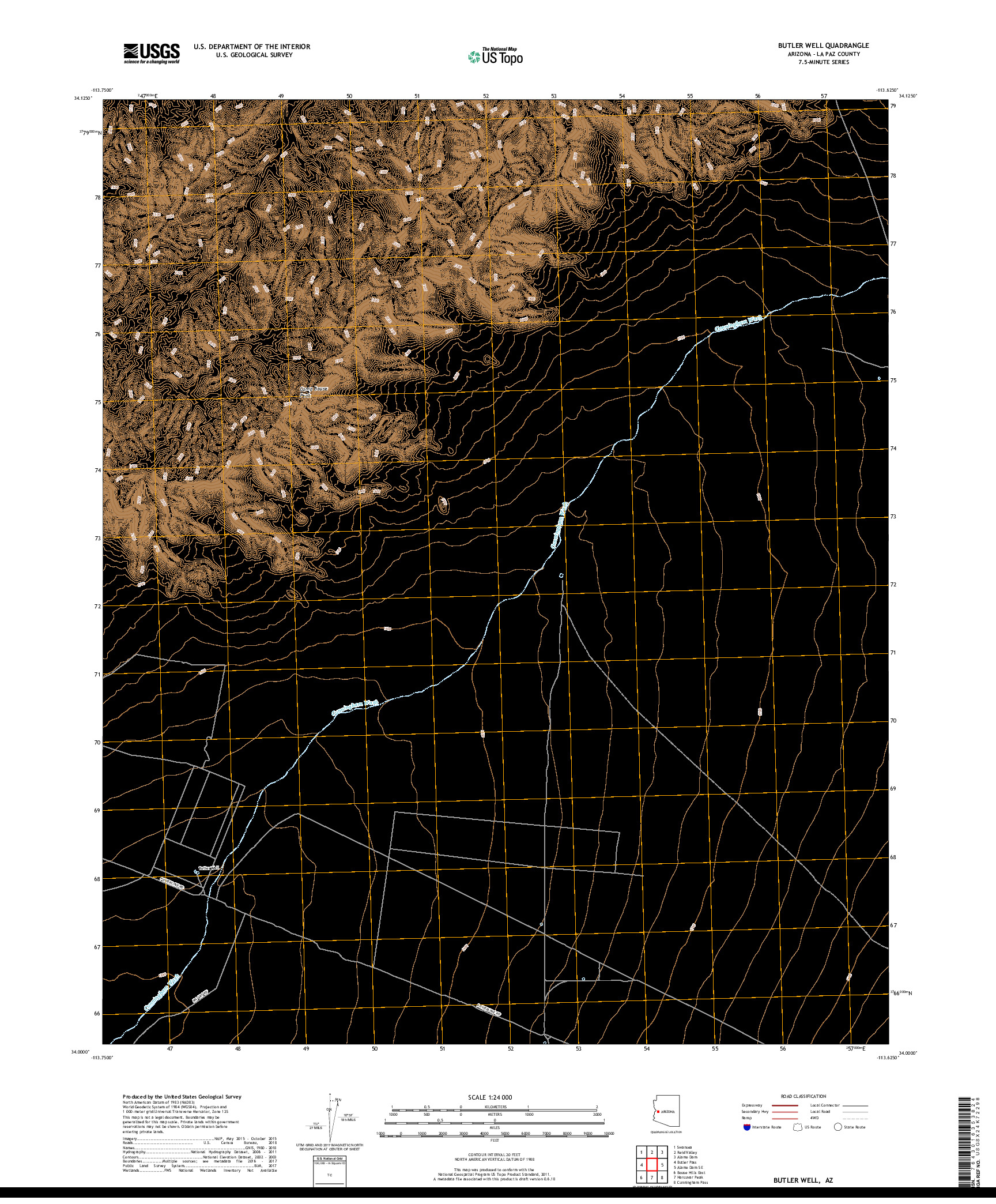 USGS US TOPO 7.5-MINUTE MAP FOR BUTLER WELL, AZ 2018