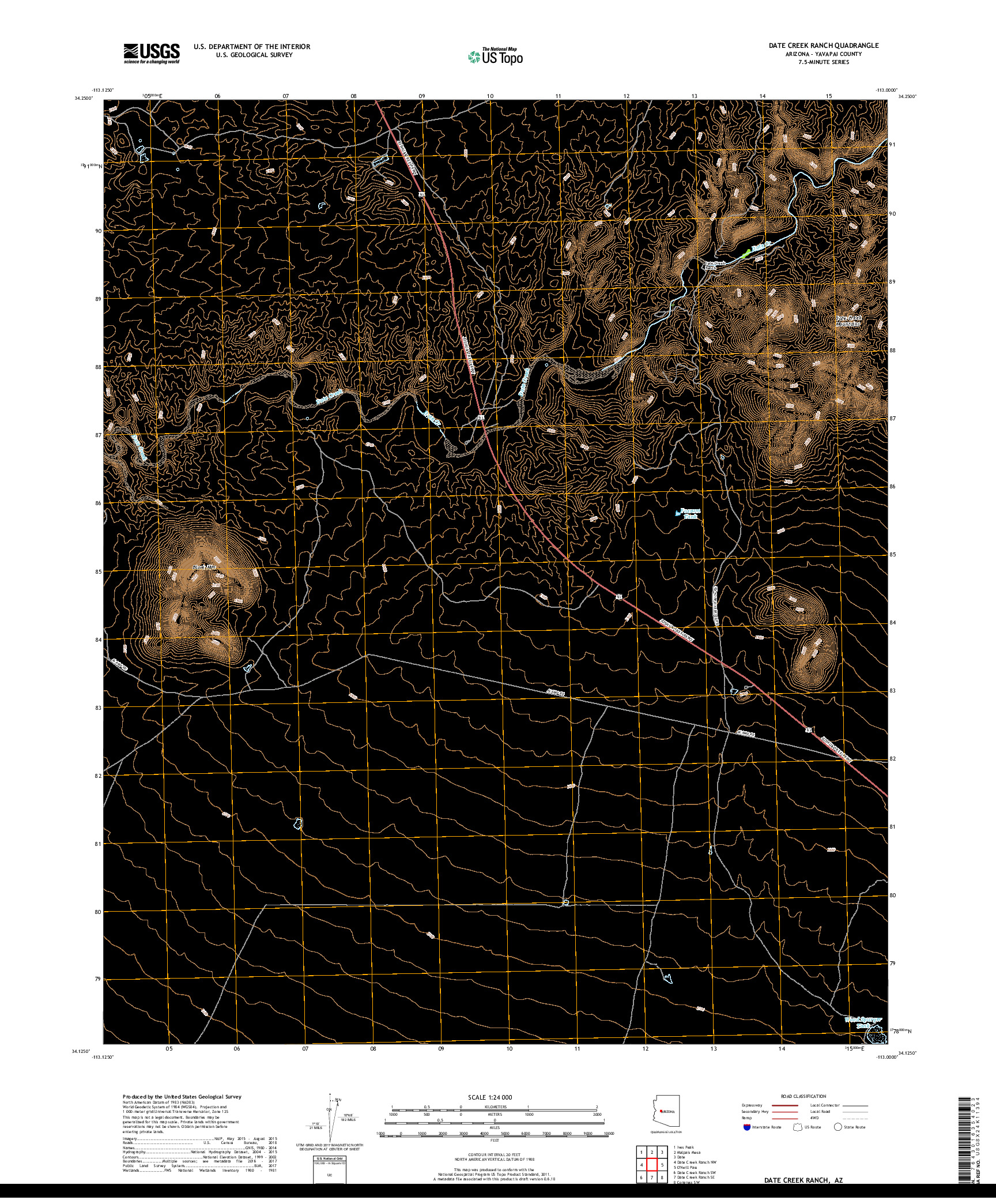 USGS US TOPO 7.5-MINUTE MAP FOR DATE CREEK RANCH, AZ 2018