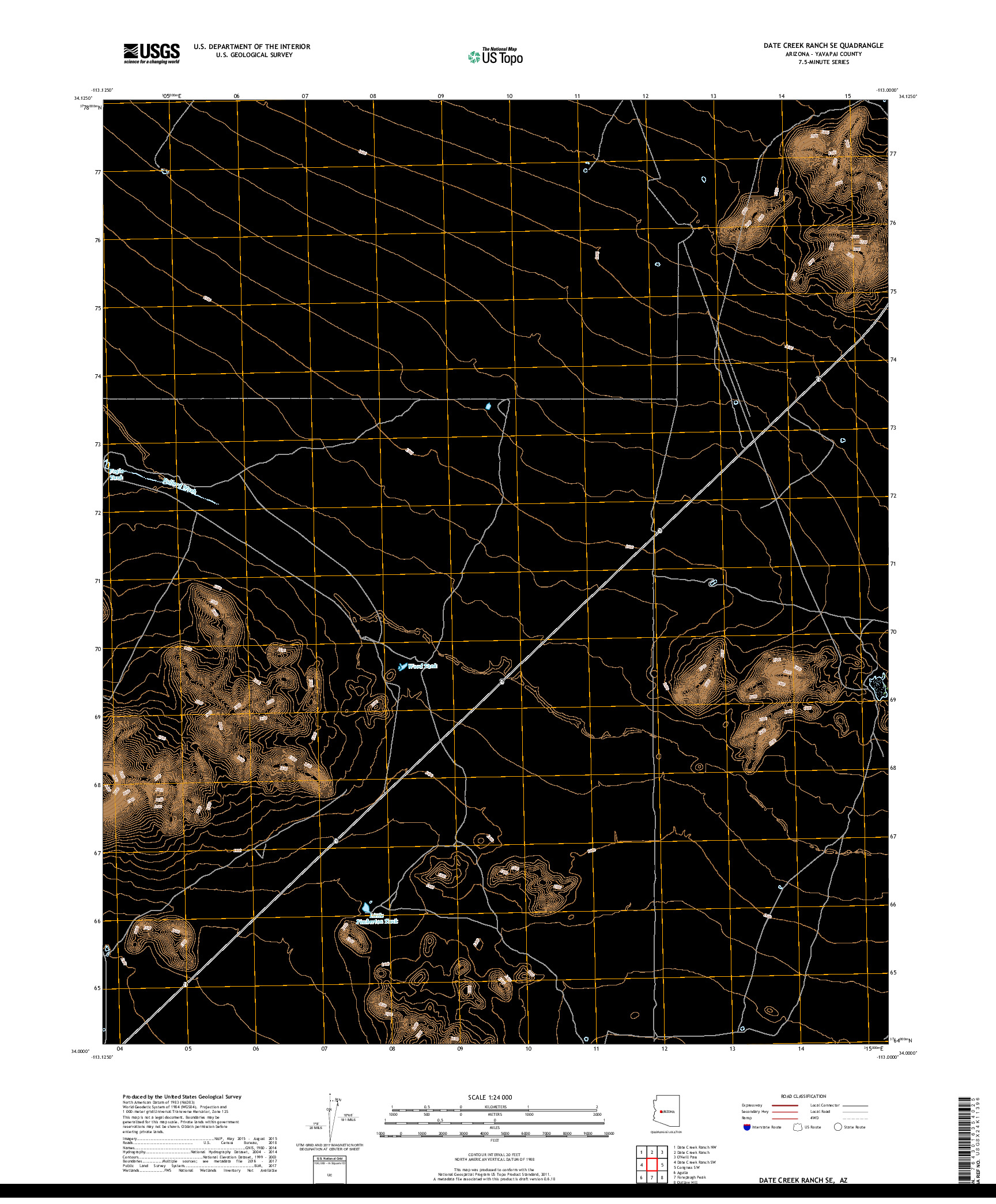 USGS US TOPO 7.5-MINUTE MAP FOR DATE CREEK RANCH SE, AZ 2018