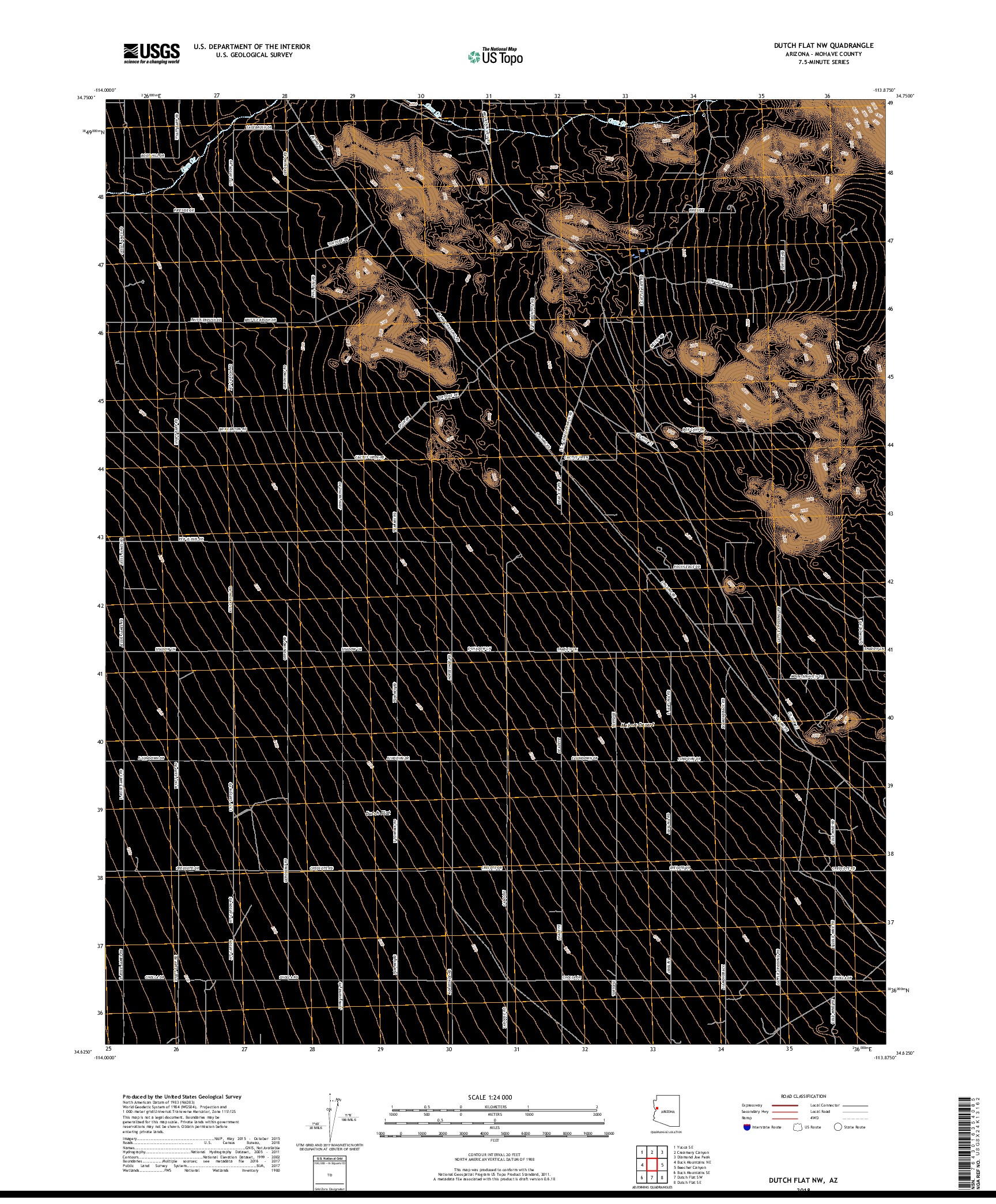 USGS US TOPO 7.5-MINUTE MAP FOR DUTCH FLAT NW, AZ 2018