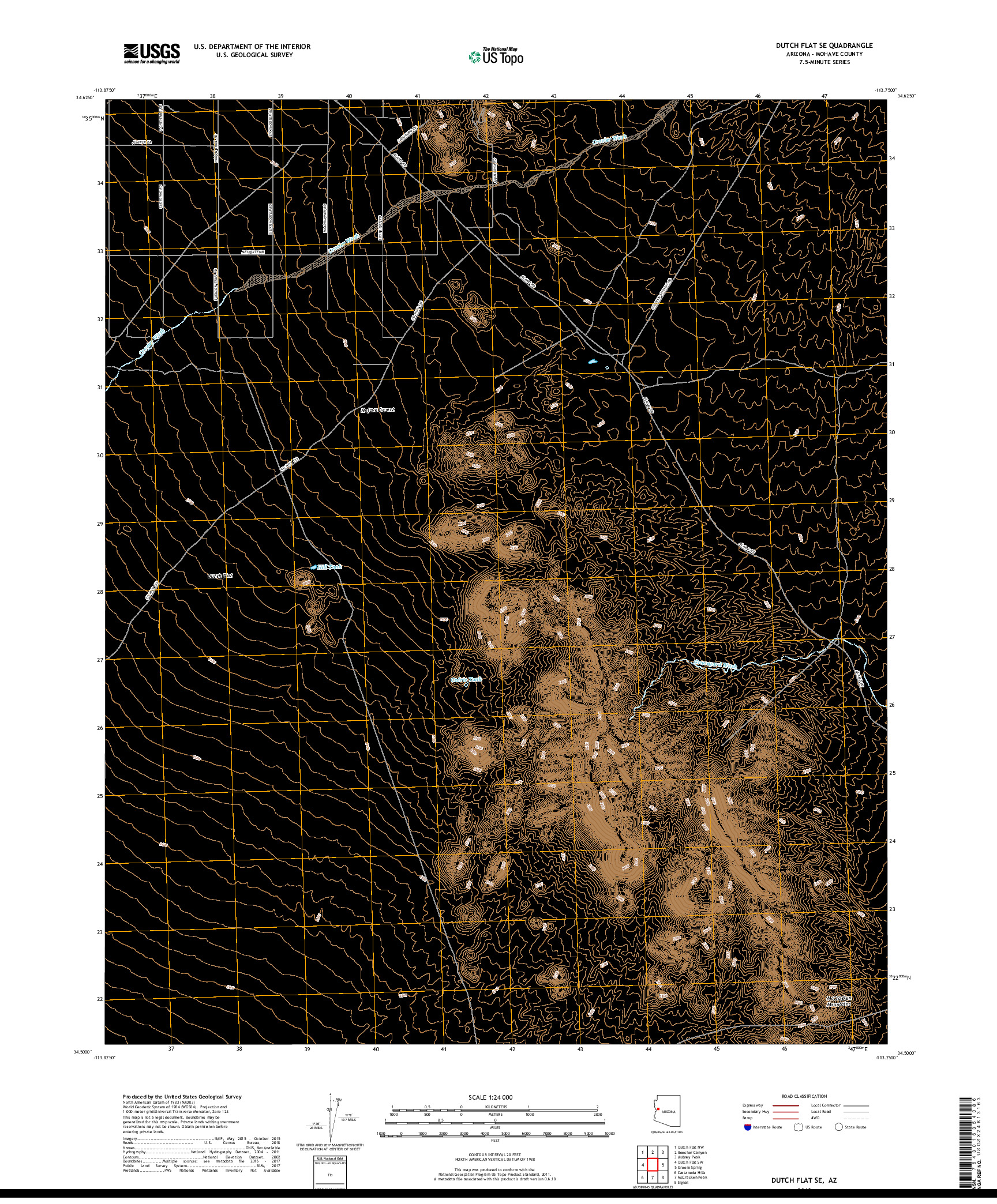 USGS US TOPO 7.5-MINUTE MAP FOR DUTCH FLAT SE, AZ 2018