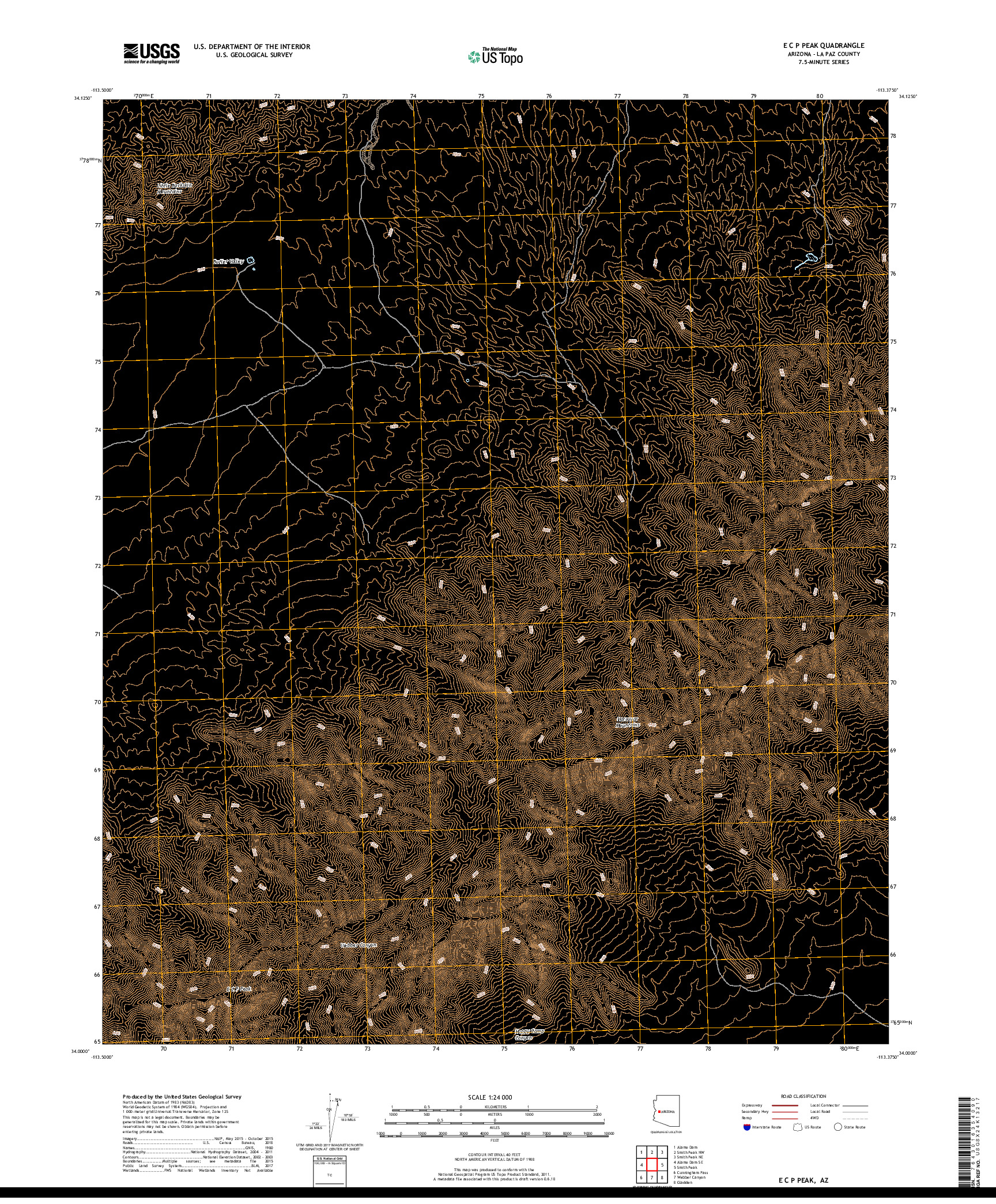 USGS US TOPO 7.5-MINUTE MAP FOR E C P PEAK, AZ 2018