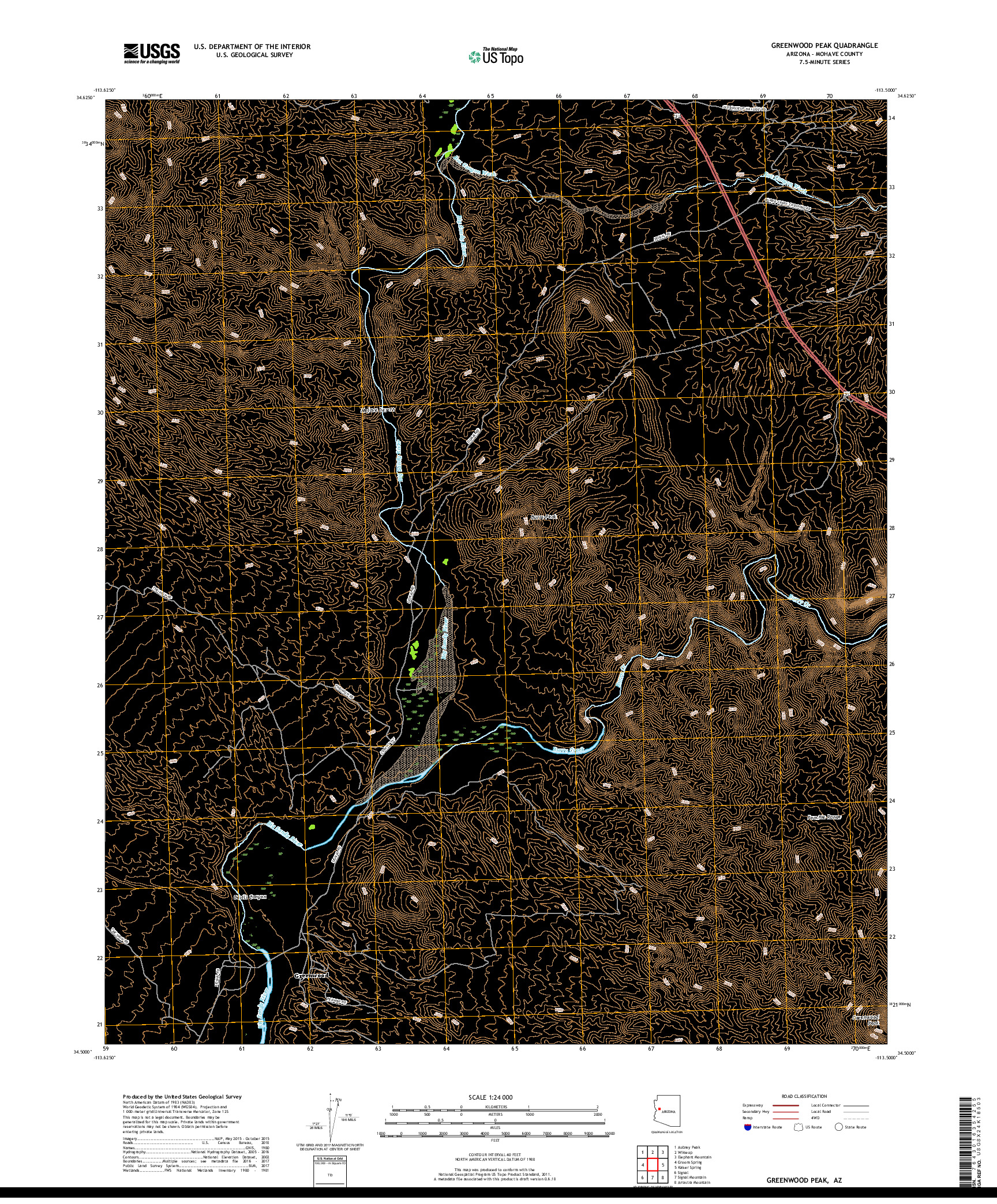 USGS US TOPO 7.5-MINUTE MAP FOR GREENWOOD PEAK, AZ 2018