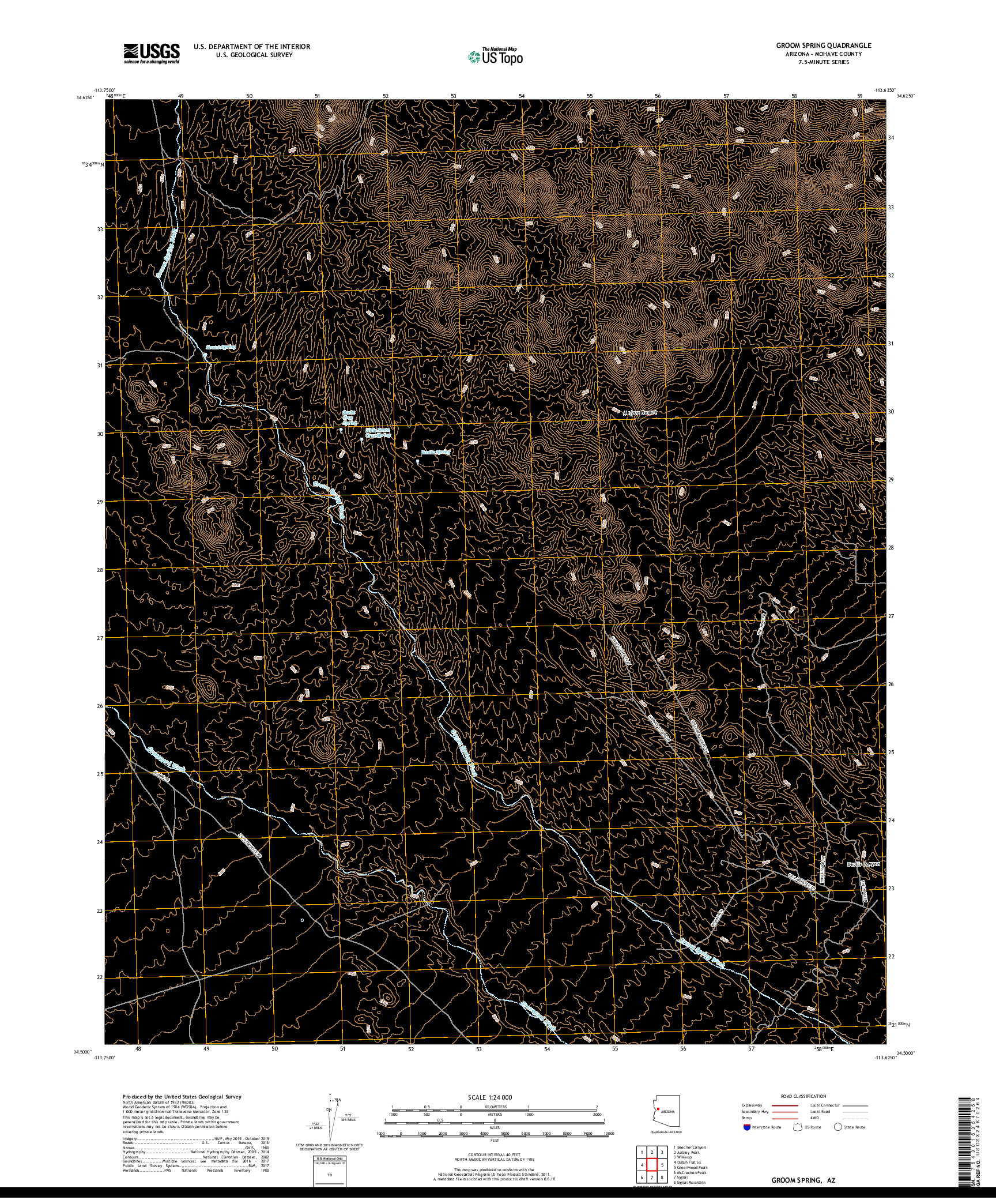 USGS US TOPO 7.5-MINUTE MAP FOR GROOM SPRING, AZ 2018