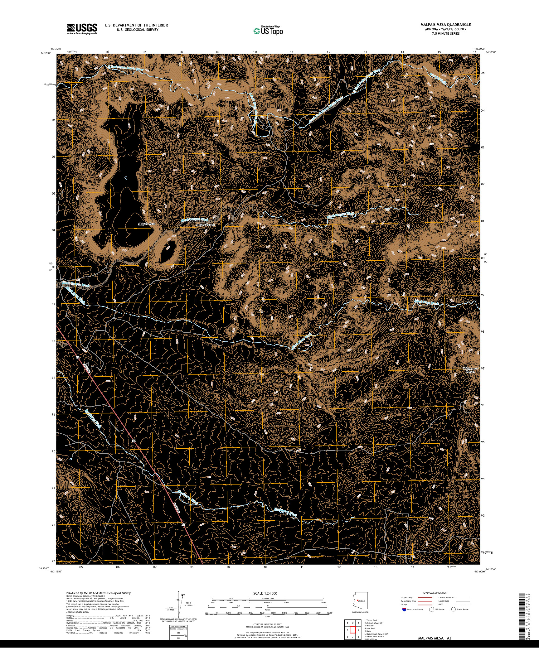 USGS US TOPO 7.5-MINUTE MAP FOR MALPAIS MESA, AZ 2018