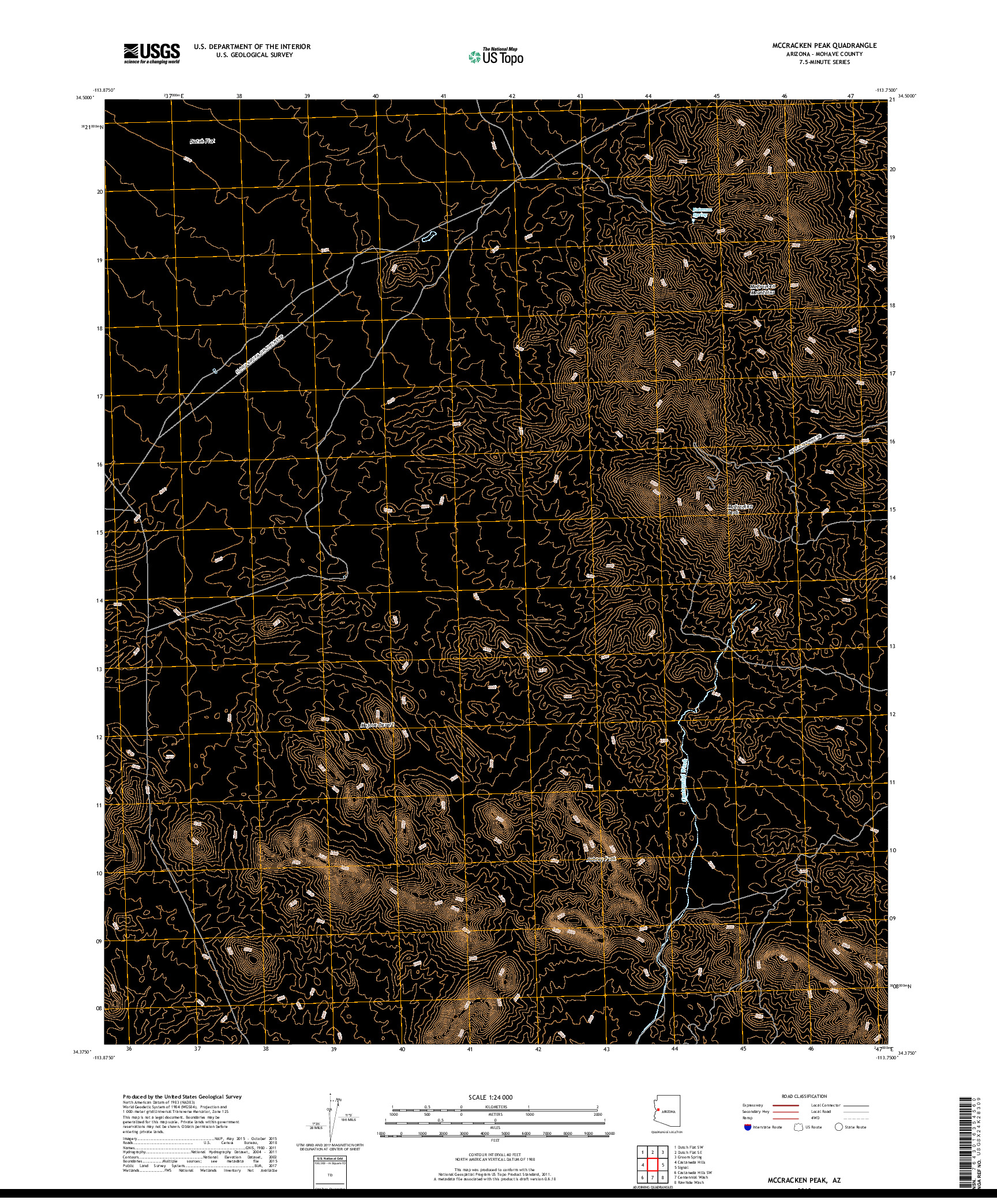 USGS US TOPO 7.5-MINUTE MAP FOR MCCRACKEN PEAK, AZ 2018